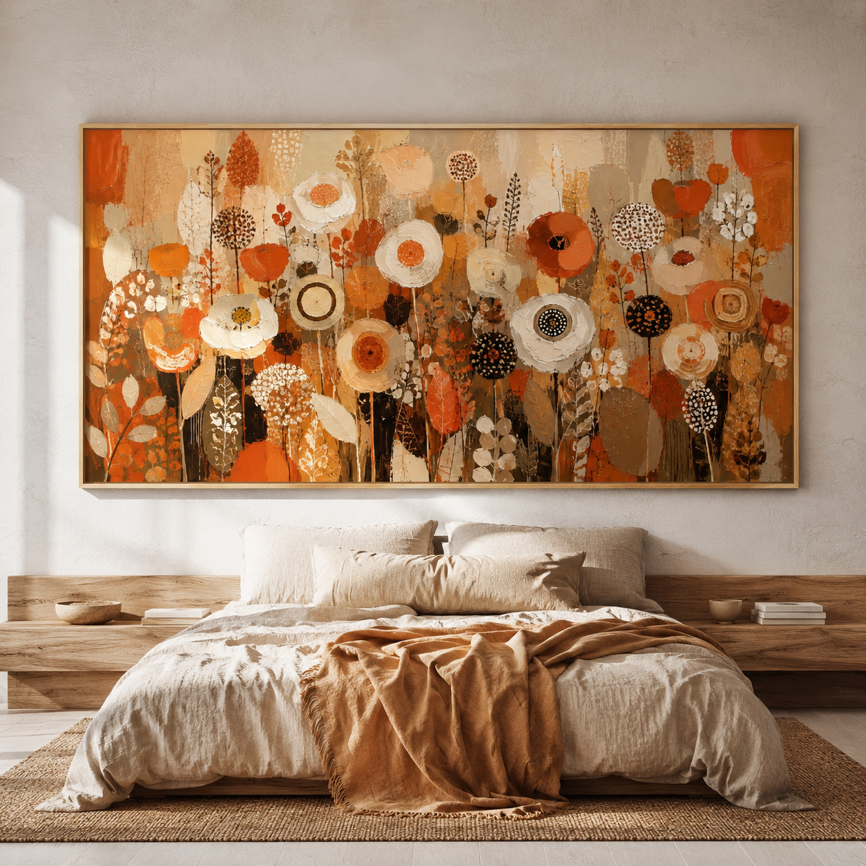 Orange Floral Wall Art | Autumn Meadow