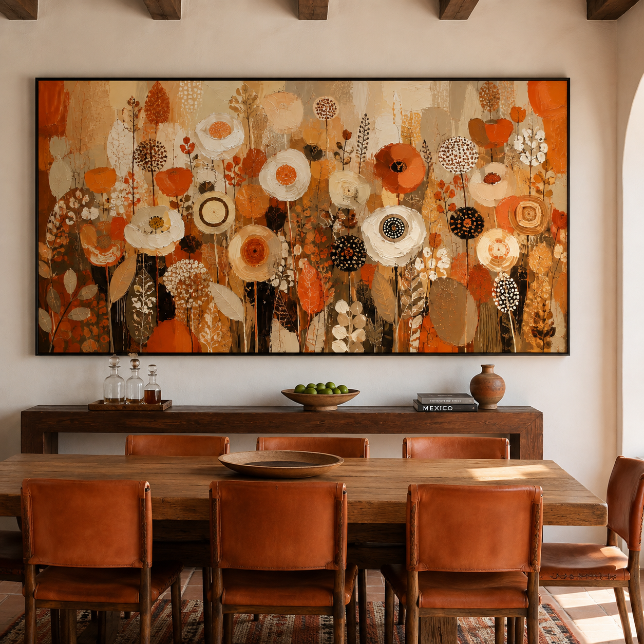 Orange Floral Wall Art | Autumn Meadow