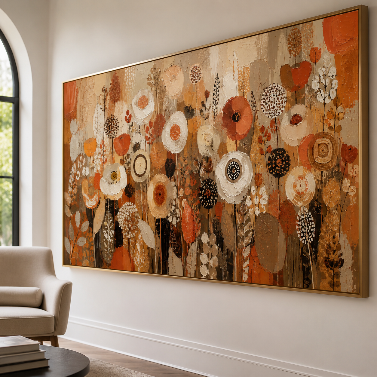 Orange Floral Wall Art | Autumn Meadow
