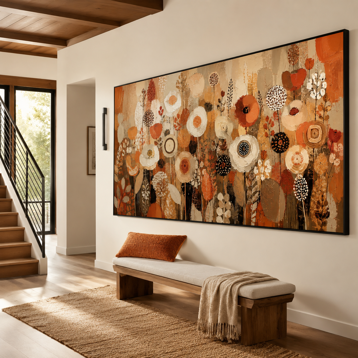 Orange Floral Wall Art | Autumn Meadow