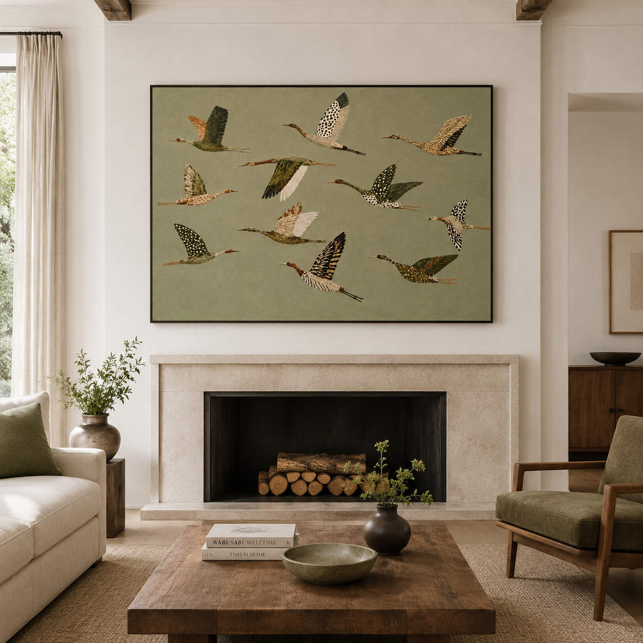 Flying Crane Wall Art