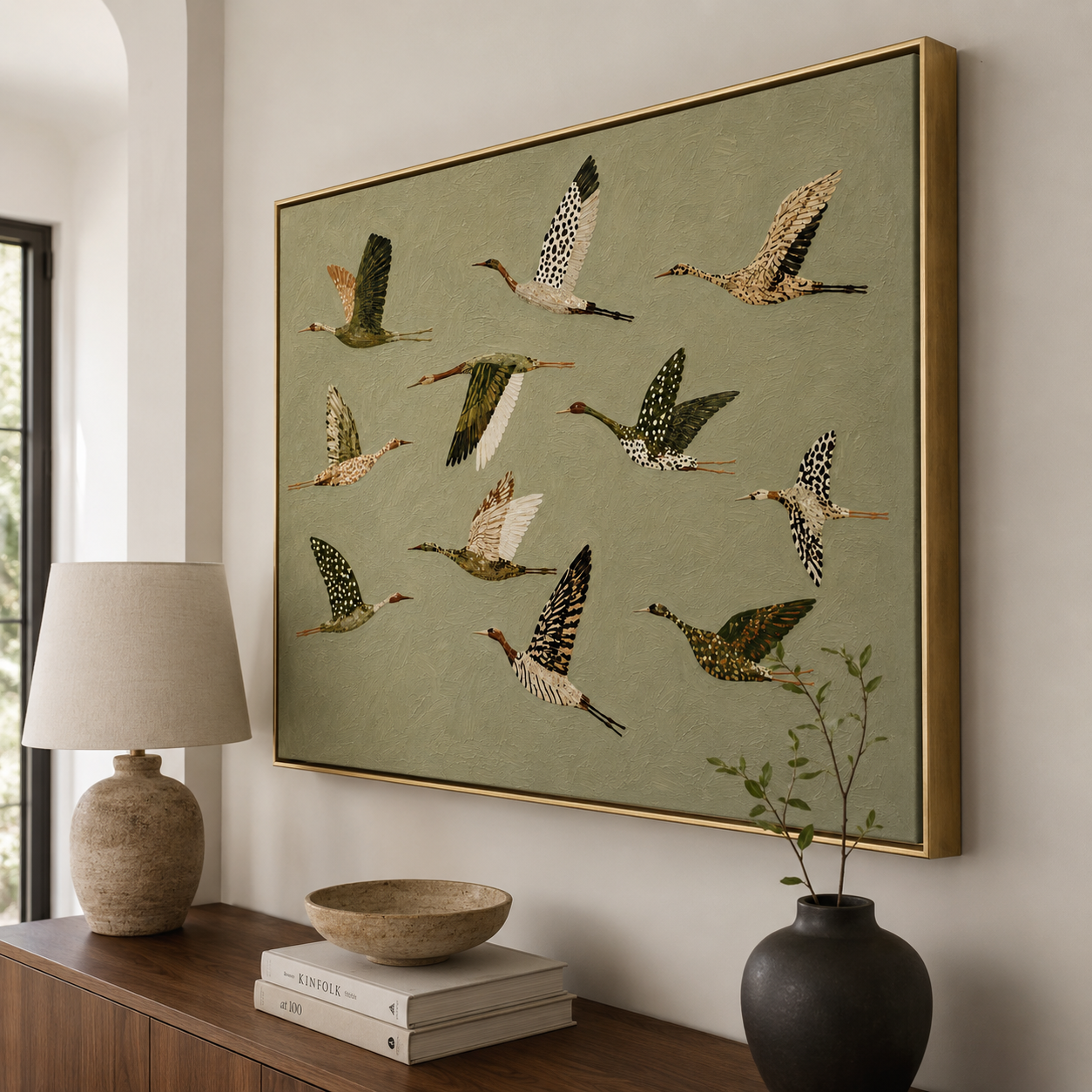 Flying Crane Wall Art