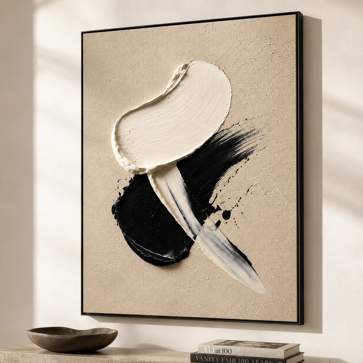 Black and White Abstract Wall Art | Quiet Collision