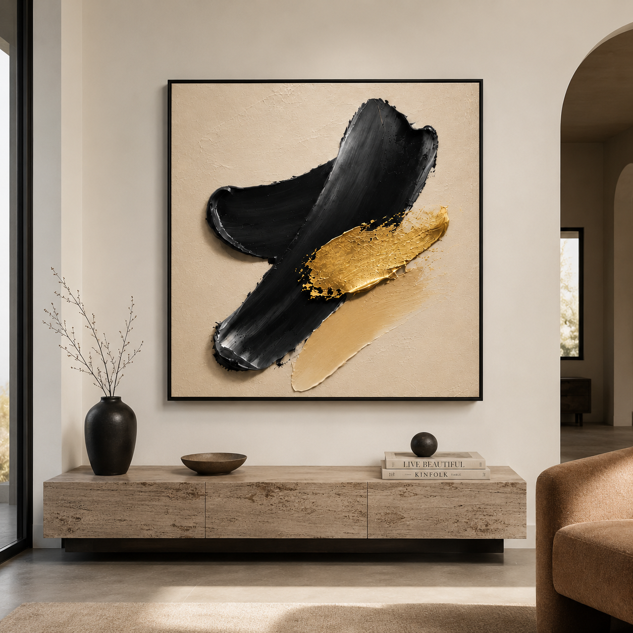 Black Gold Abstract Wall Art | Golden Interruption