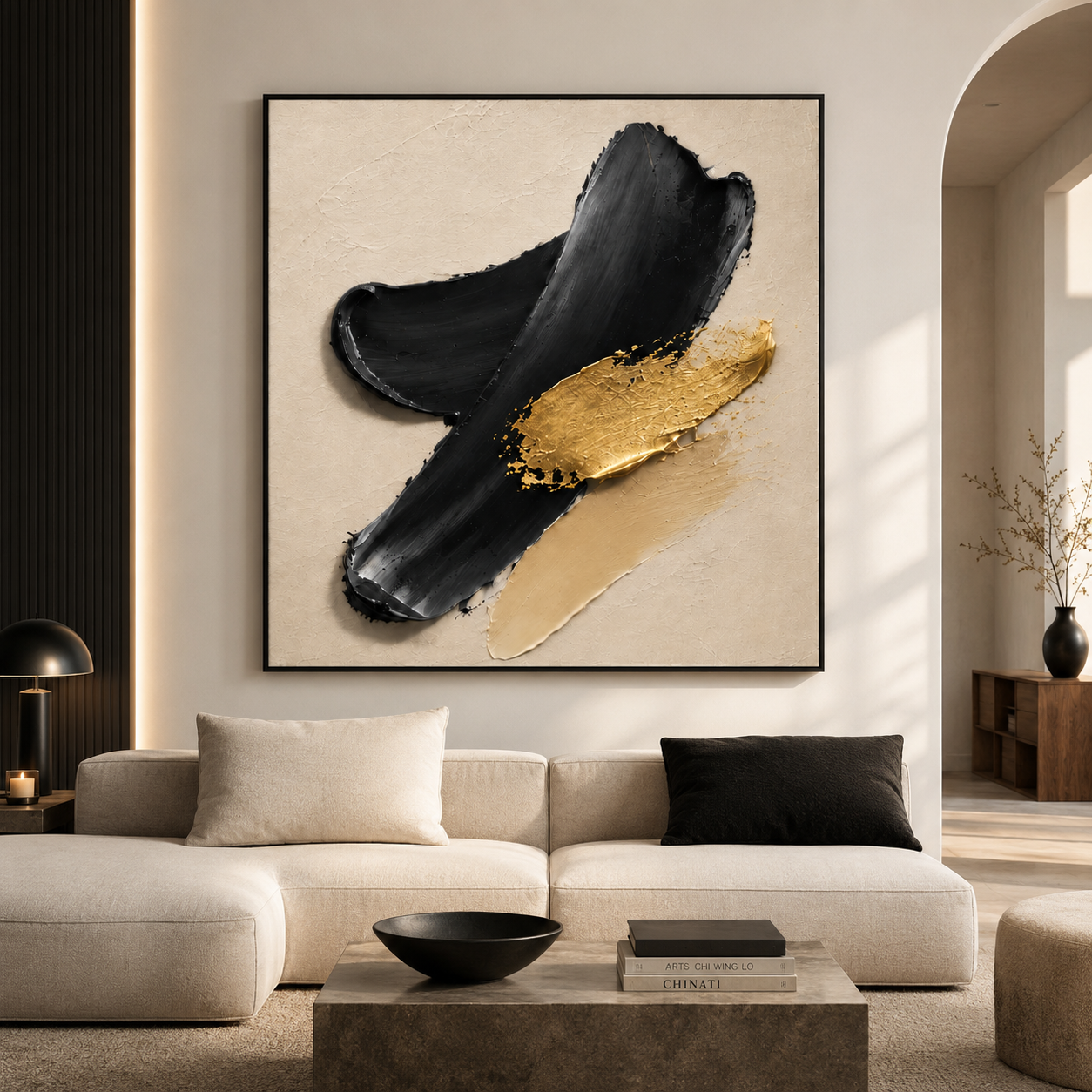 Black Gold Abstract Wall Art | Golden Interruption