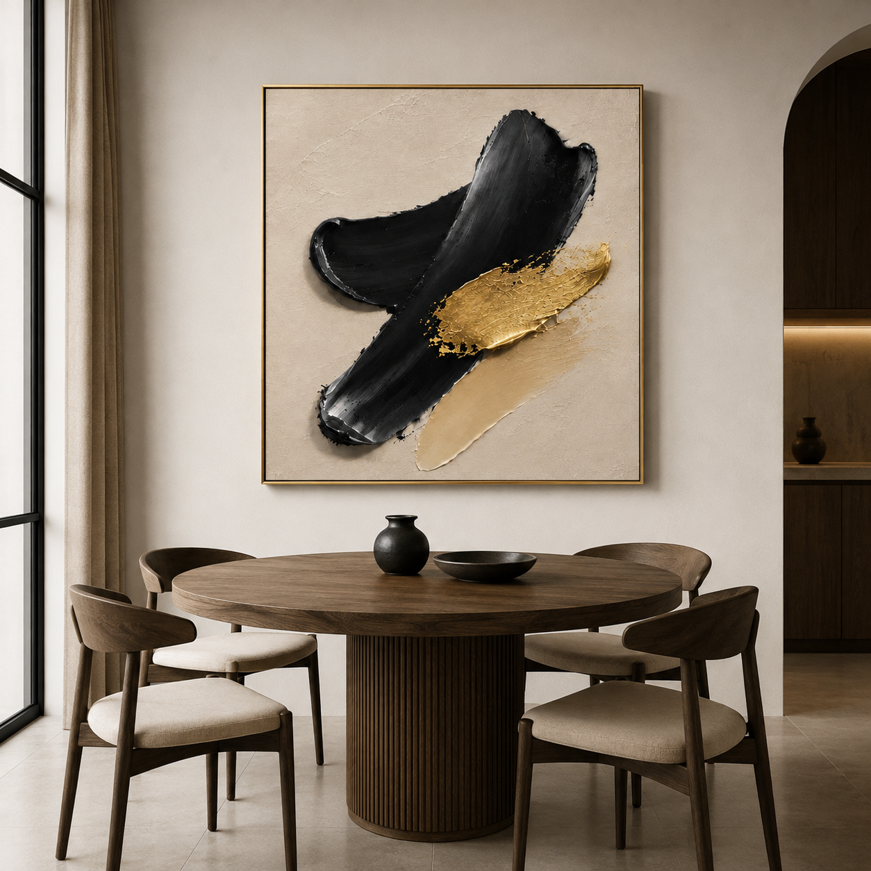 Black Gold Abstract Wall Art | Golden Interruption
