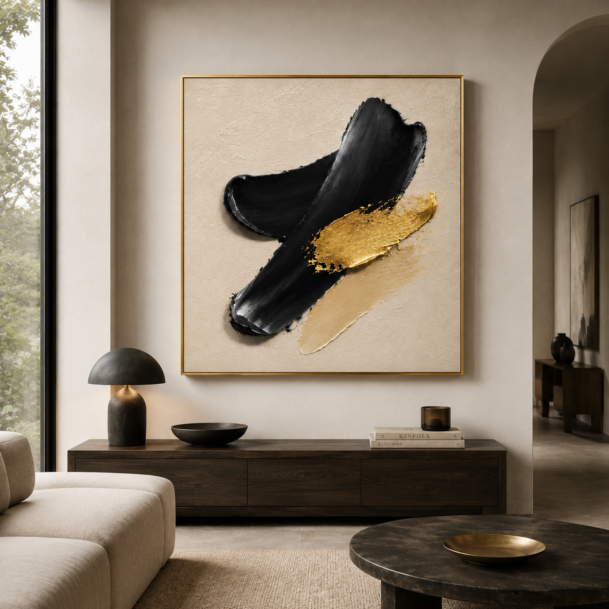 Black Gold Abstract Wall Art | Golden Interruption