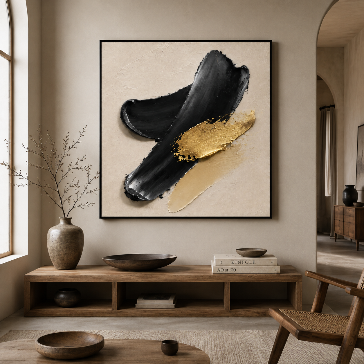Black Gold Abstract Wall Art | Golden Interruption