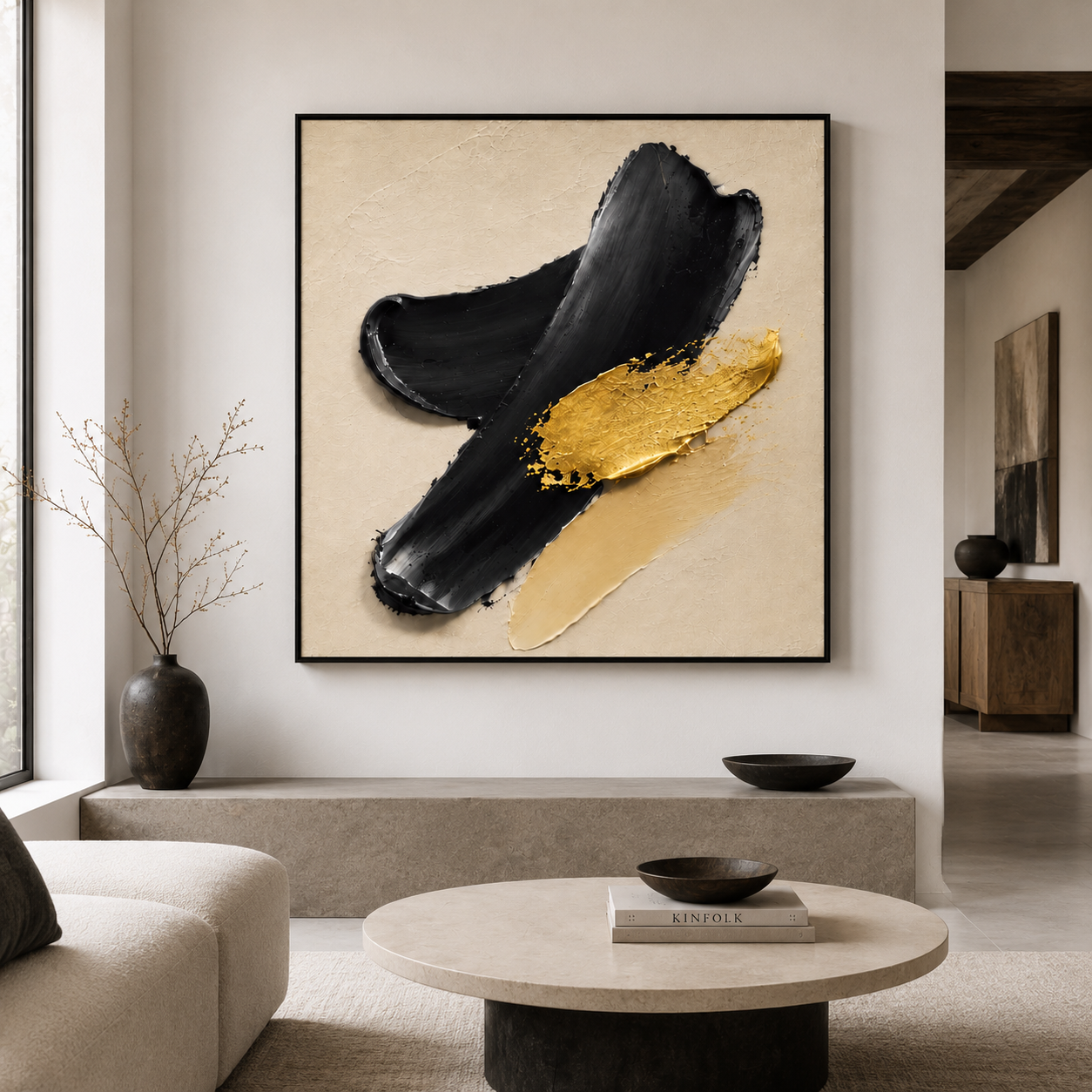 Black Gold Abstract Wall Art | Golden Interruption