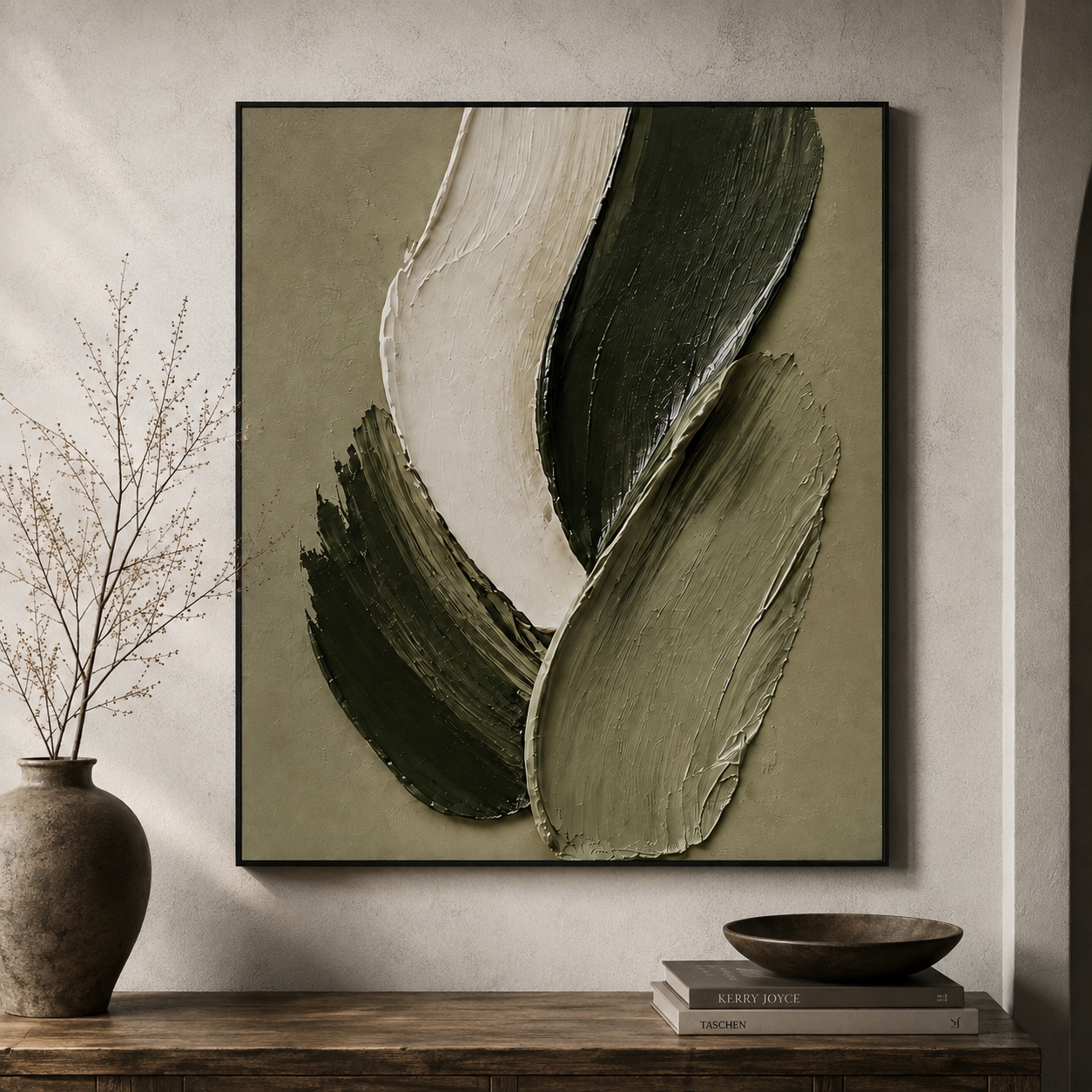 Olive Green Abstract Wall Art | Verdant Layers