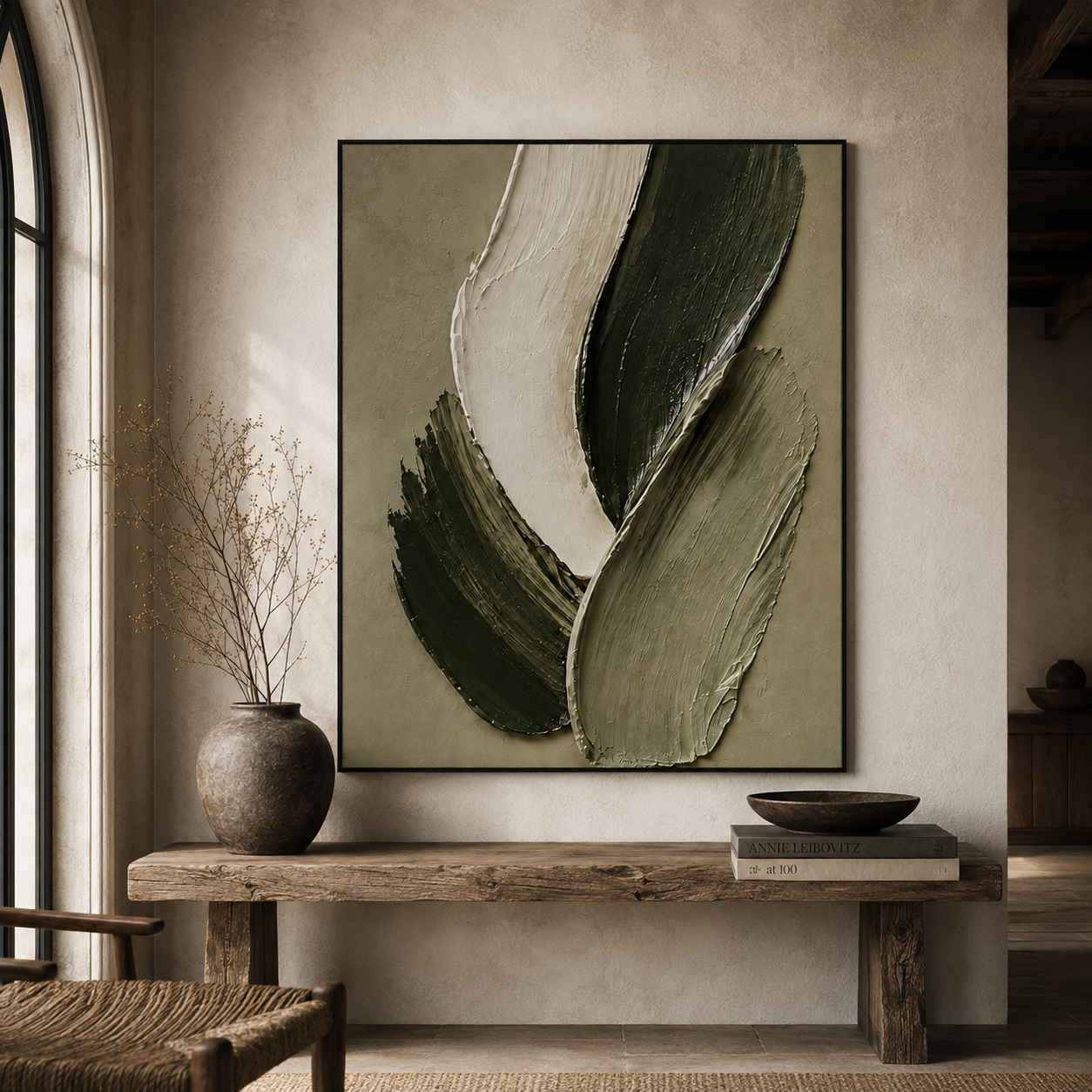 Olive Green Abstract Wall Art | Verdant Layers