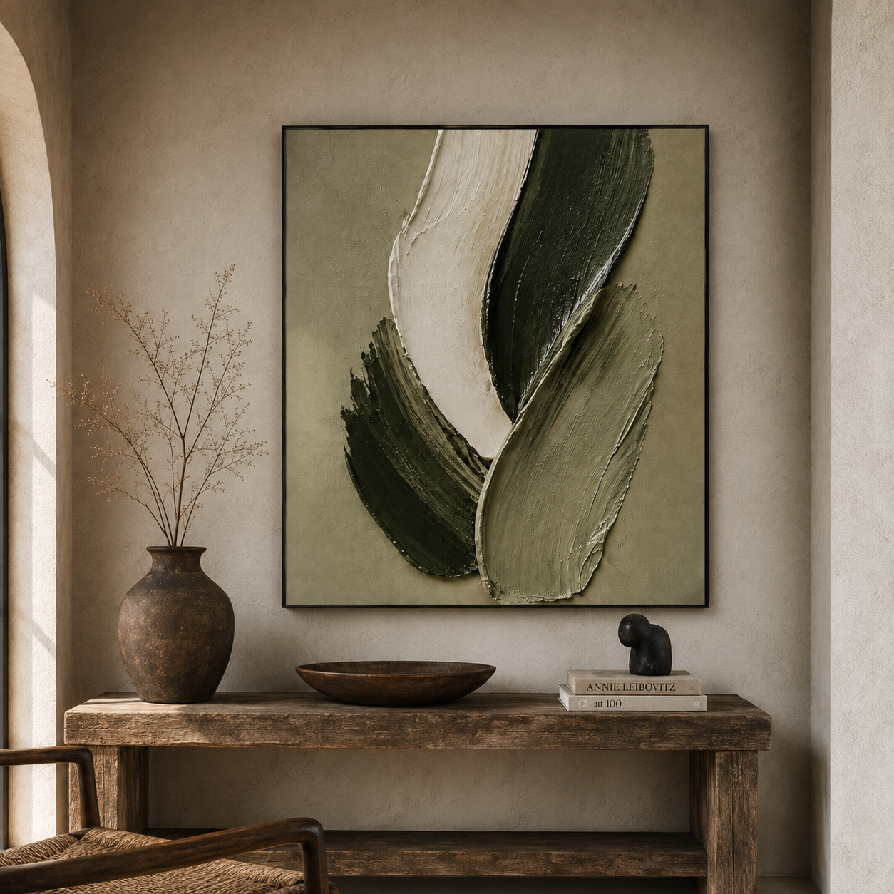 Olive Green Abstract Wall Art | Verdant Layers