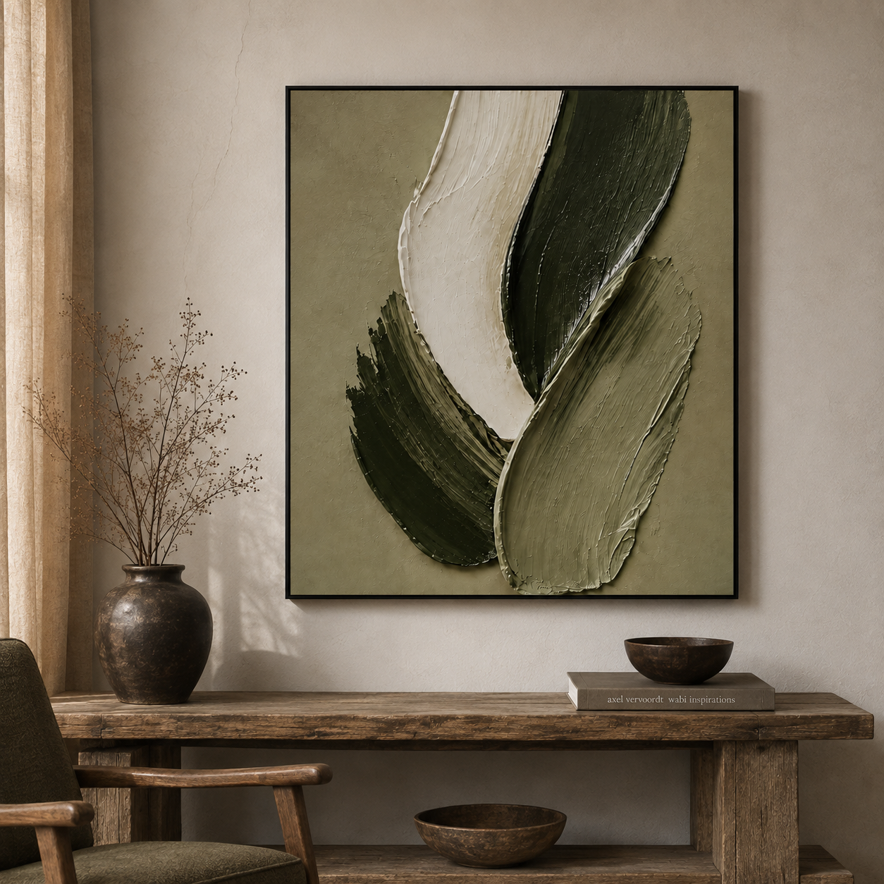 Olive Green Abstract Wall Art | Verdant Layers