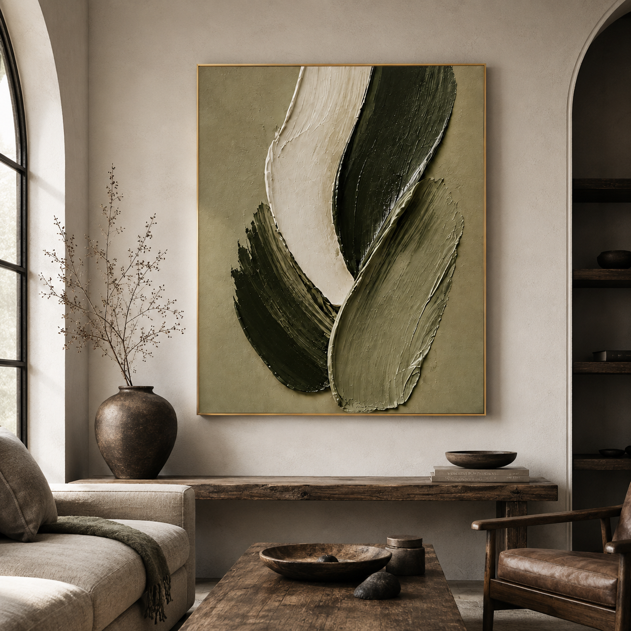 Olive Green Abstract Wall Art | Verdant Layers