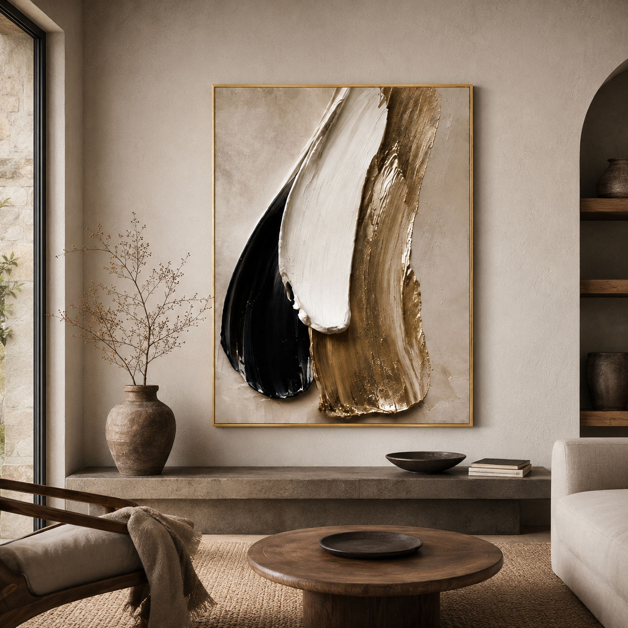 Black Gold Abstract Wall Art | Gilded Balance