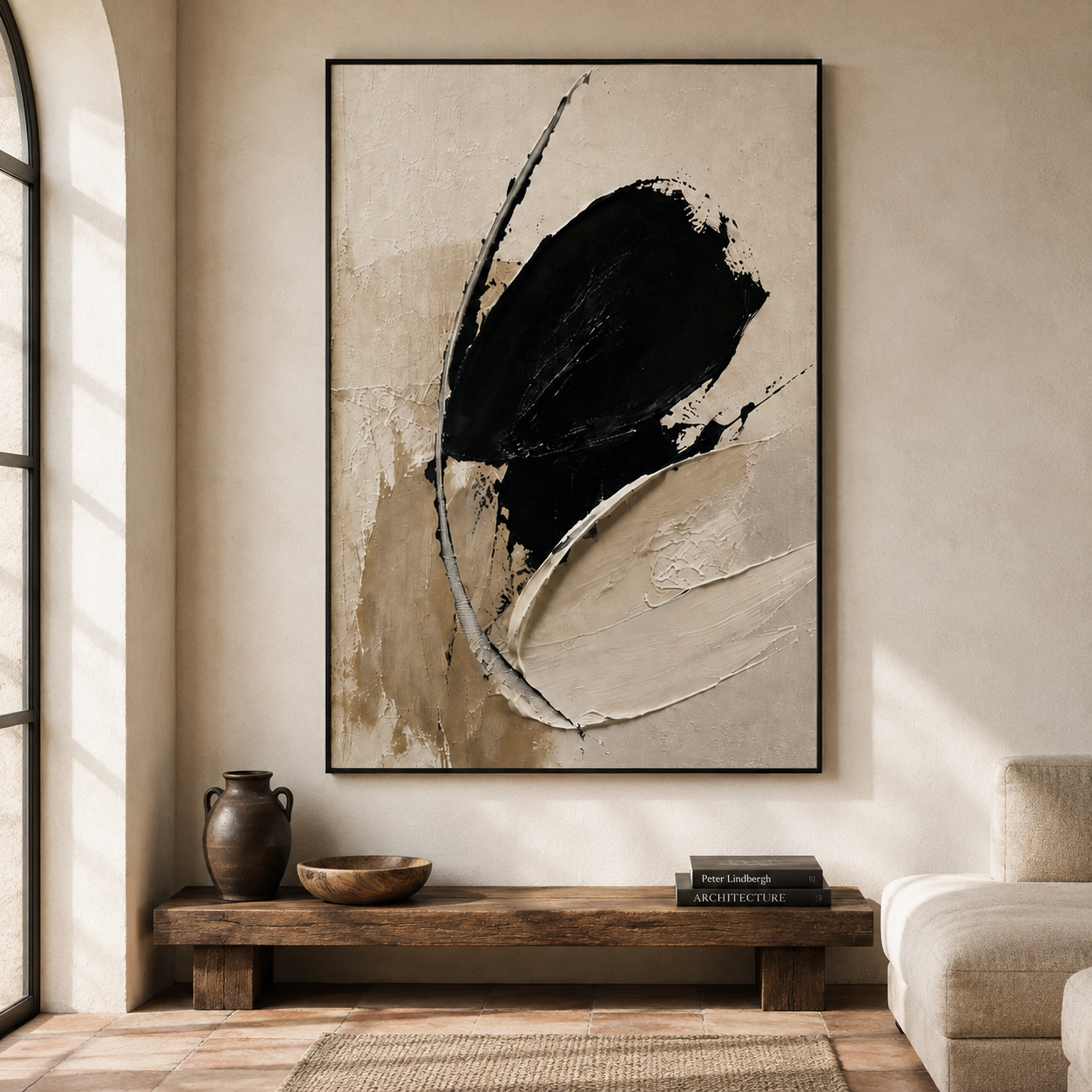 Black Beige Abstract Wall Art | Silent Orbit