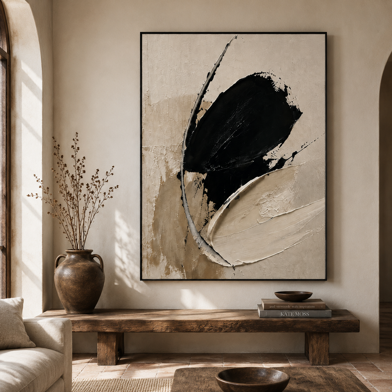 Black Beige Abstract Wall Art | Silent Orbit