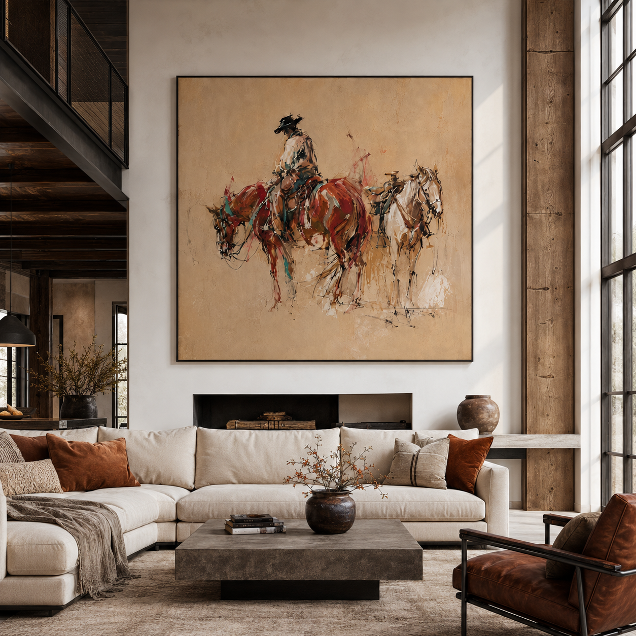 Cowboy Horse Painting | Two Horses at Dusk