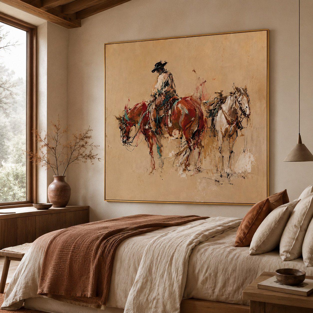 Cowboy Horse Painting | Two Horses at Dusk