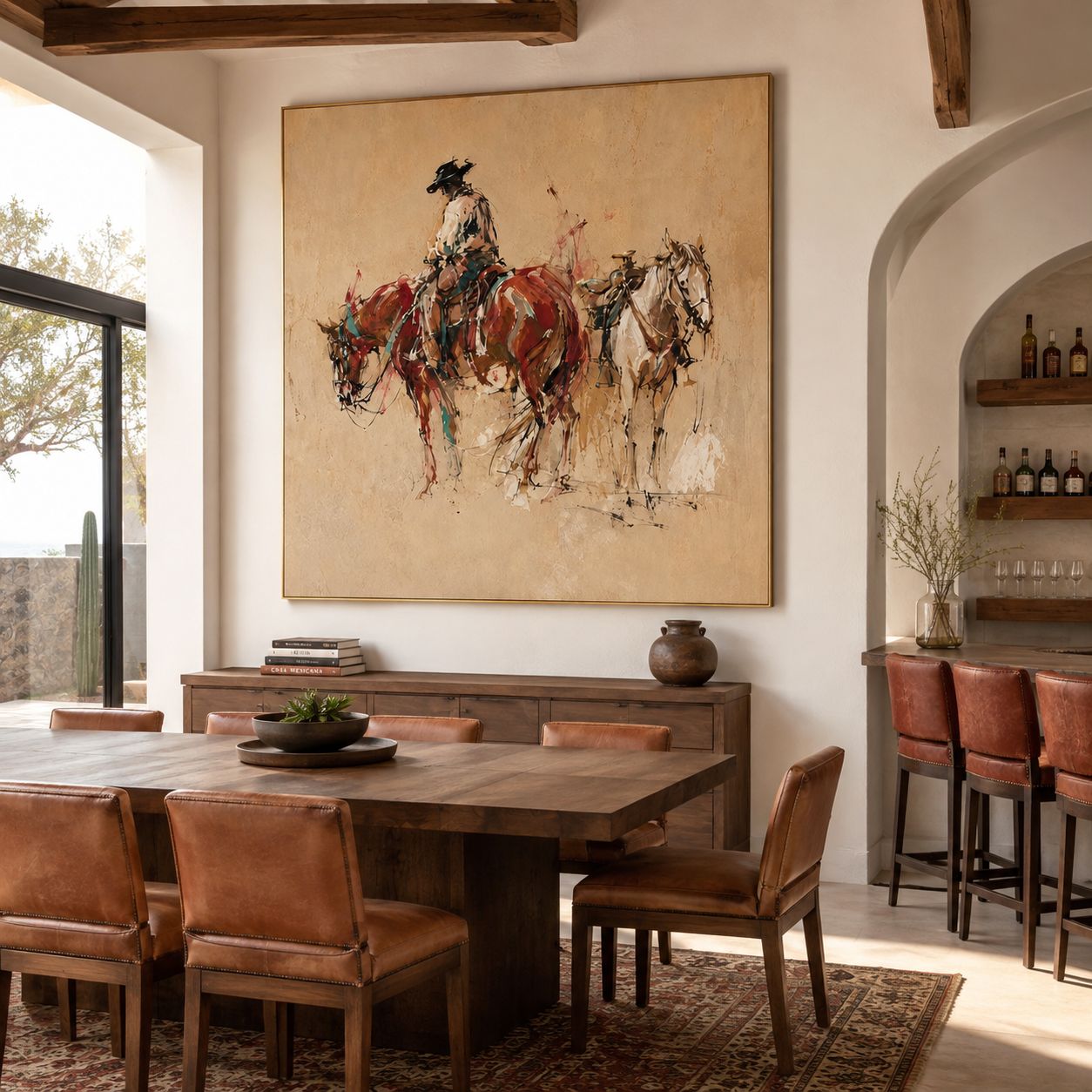 Cowboy Horse Painting | Two Horses at Dusk