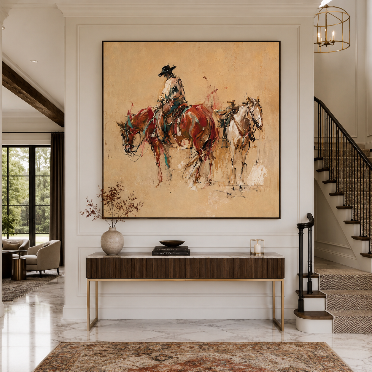 Cowboy Horse Painting | Two Horses at Dusk