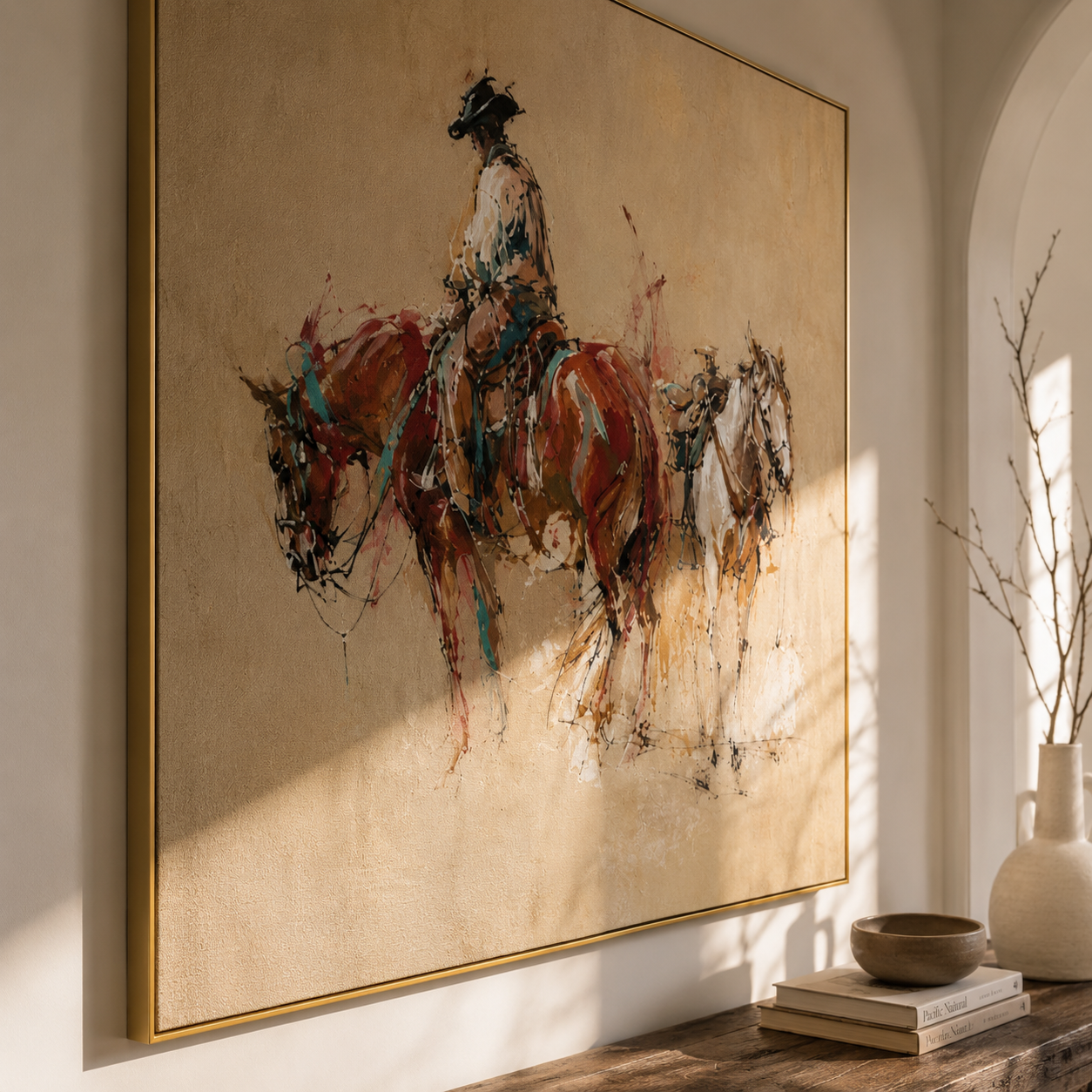 Cowboy Horse Painting | Two Horses at Dusk