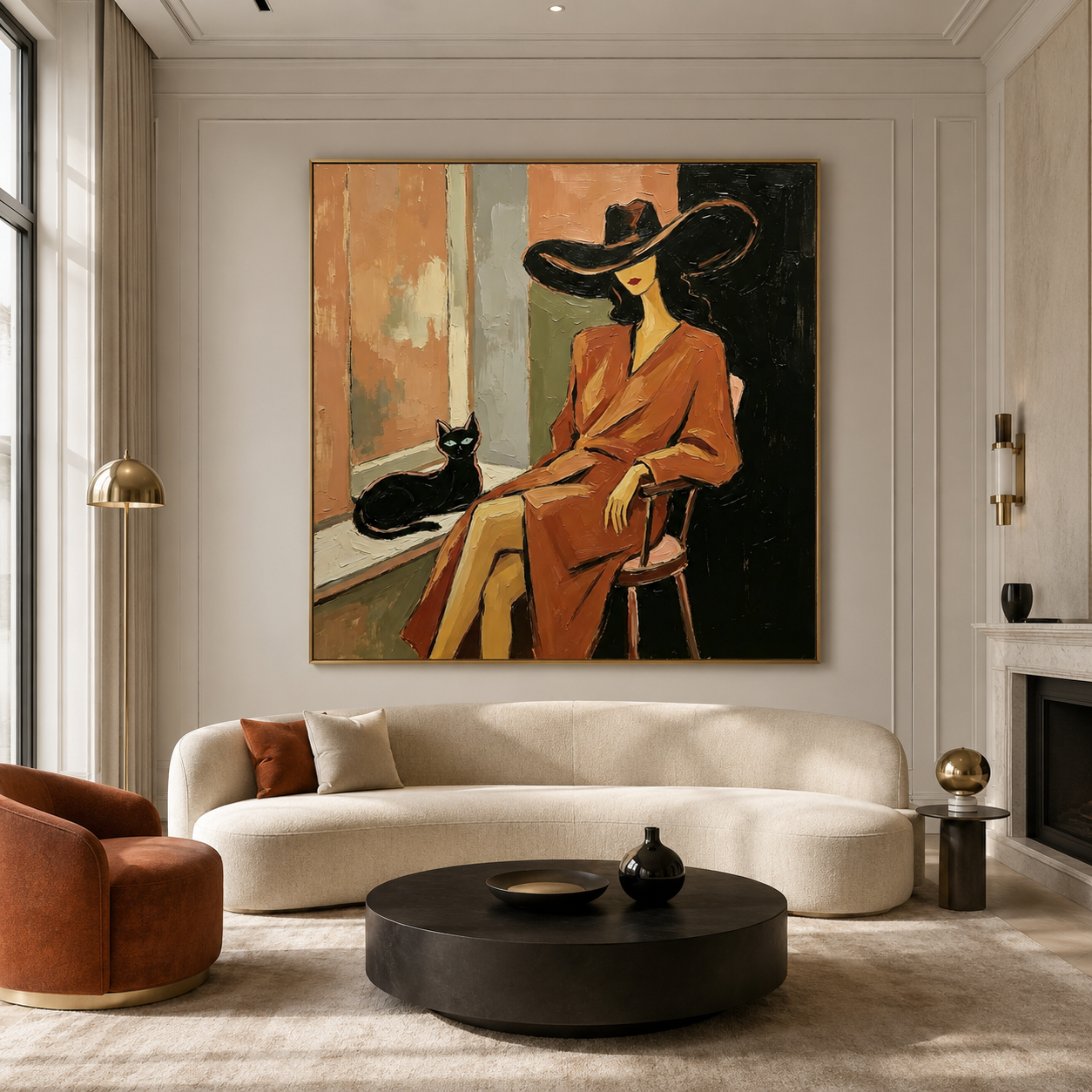 Cowgirl with Cat Wall Art