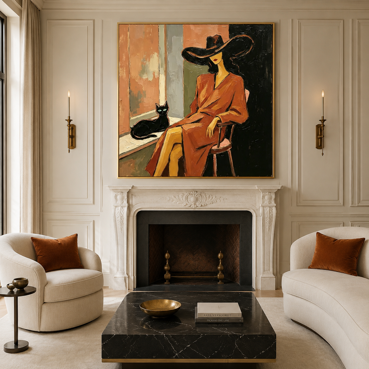 Cowgirl with Cat Wall Art