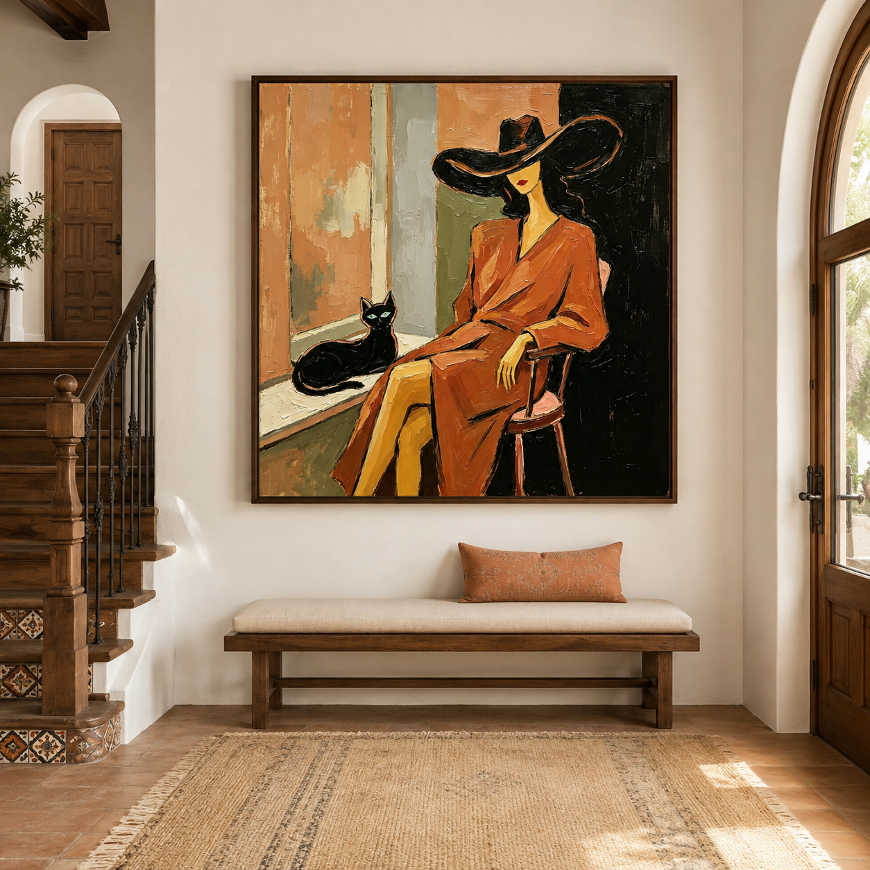 Cowgirl with Cat Wall Art
