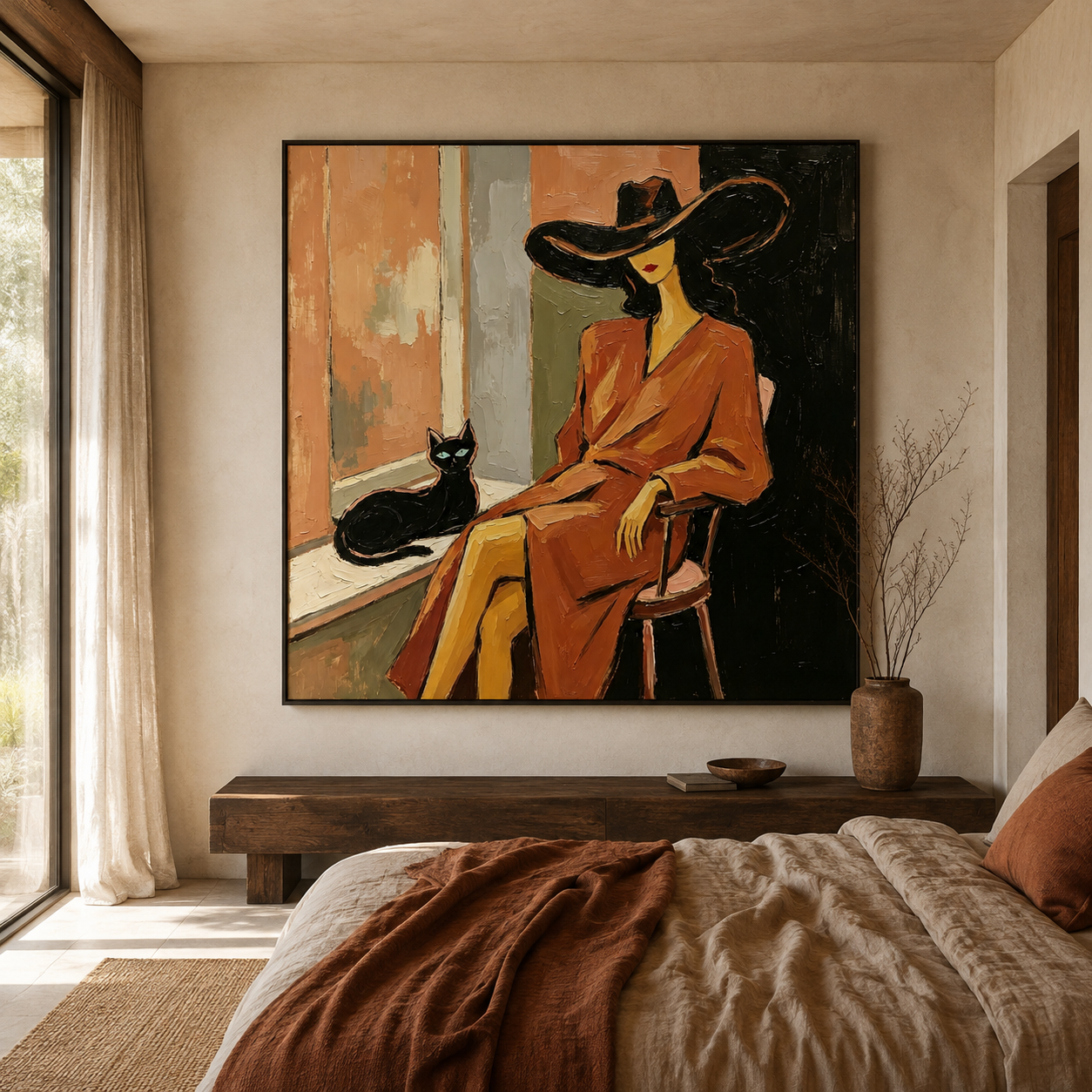 Cowgirl with Cat Wall Art