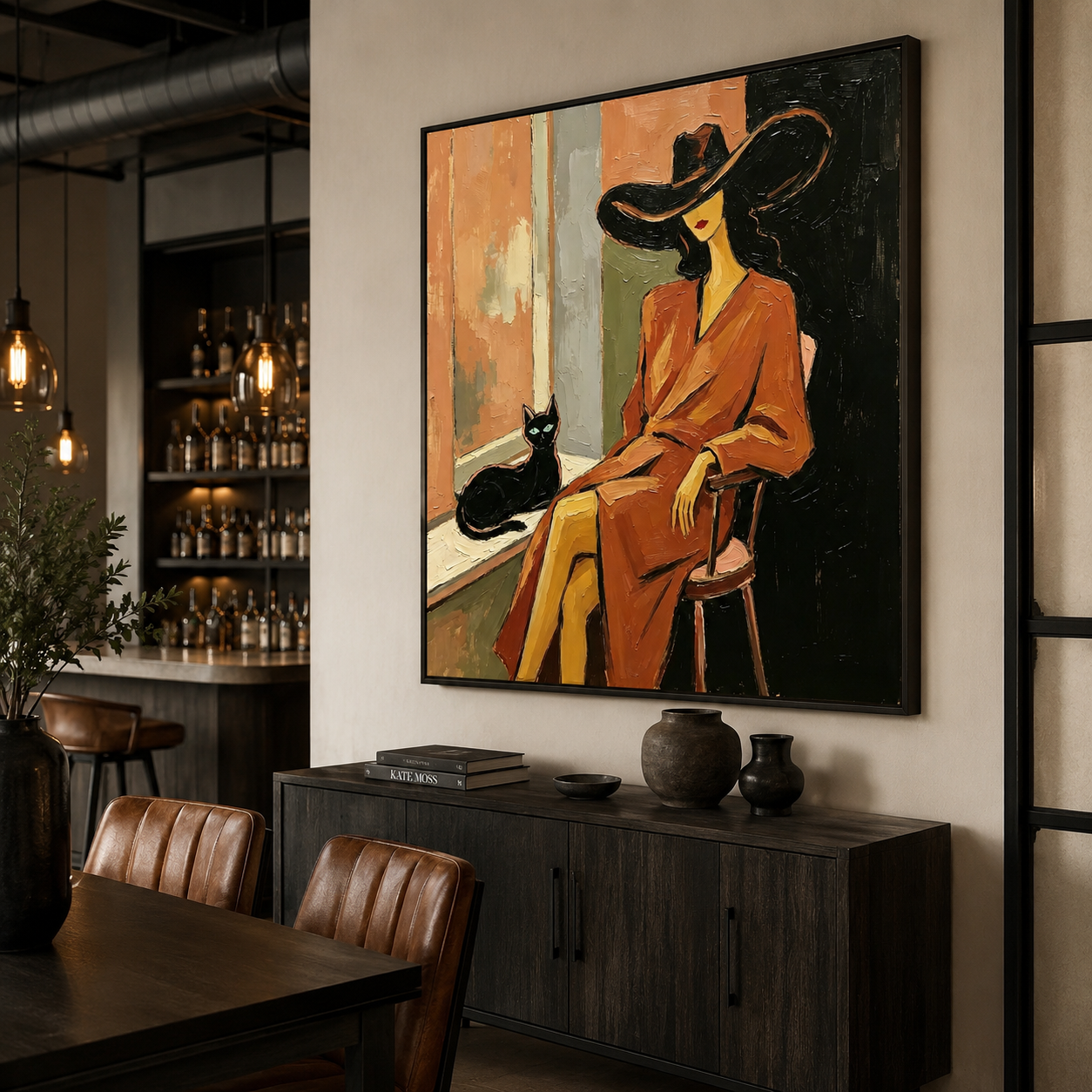 Cowgirl with Cat Wall Art