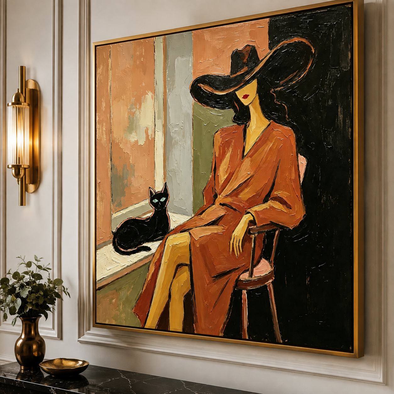 Cowgirl with Cat Wall Art
