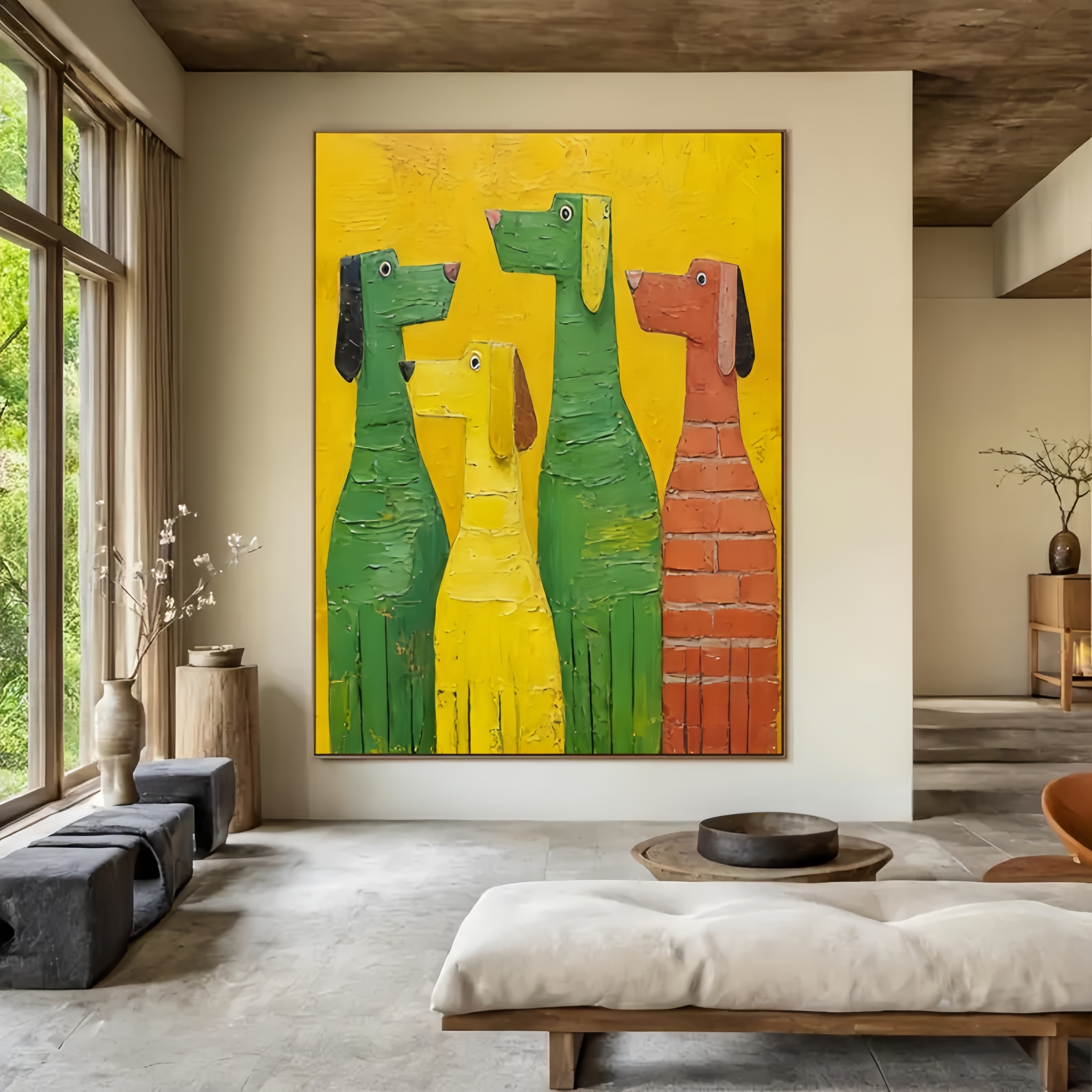 Whimsical Hounds – Abstract Dog Trio