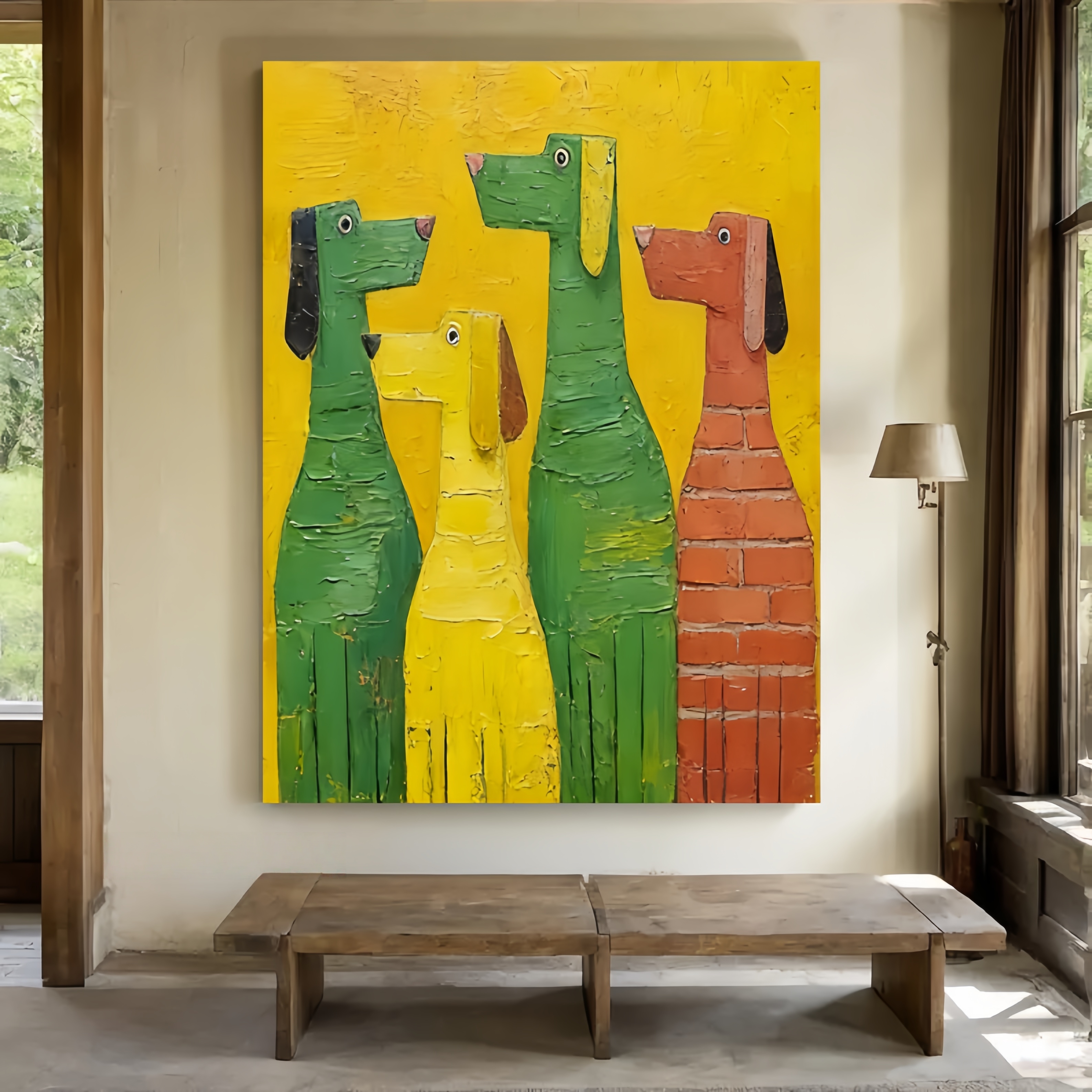 Whimsical Hounds – Abstract Dog Trio