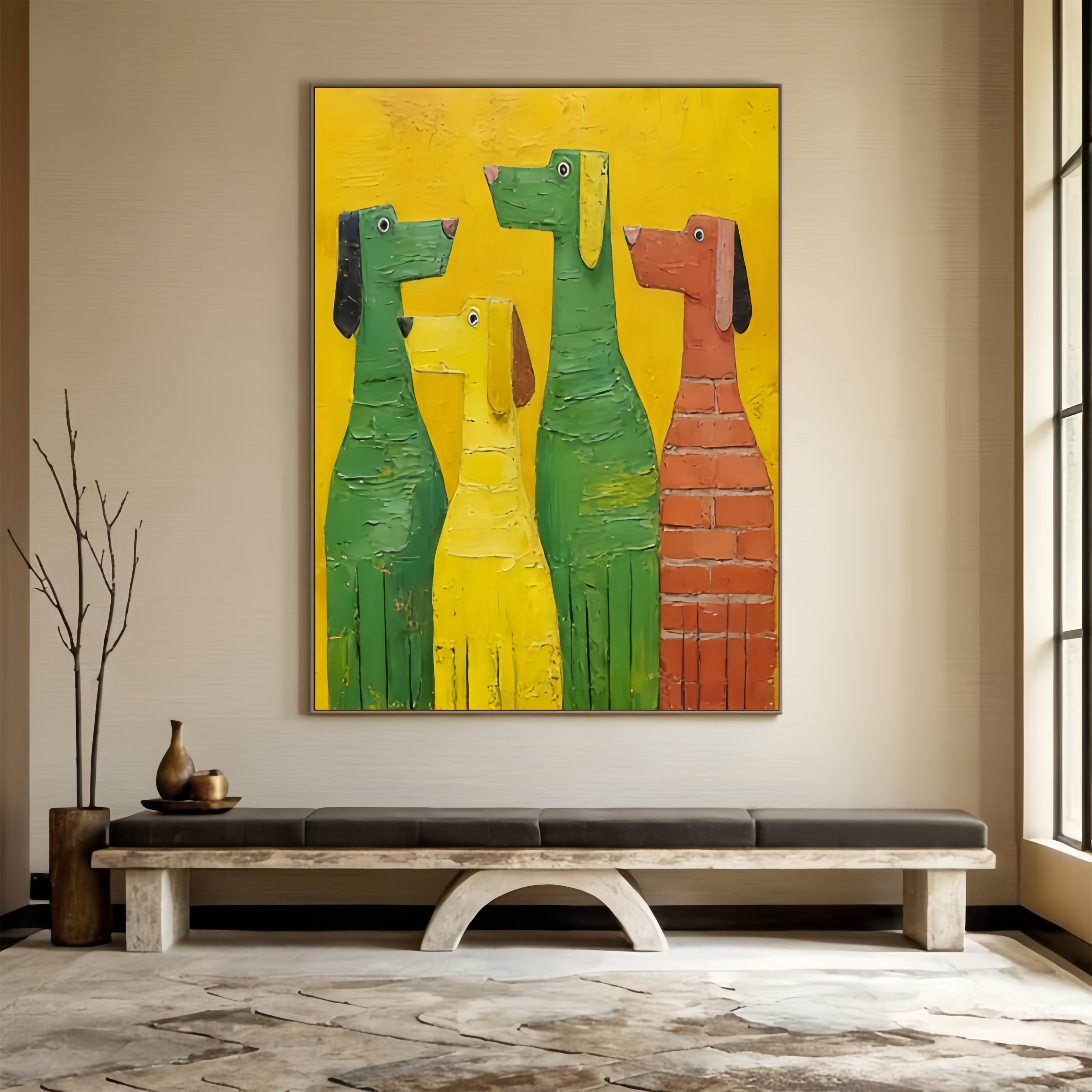 Whimsical Hounds – Abstract Dog Trio