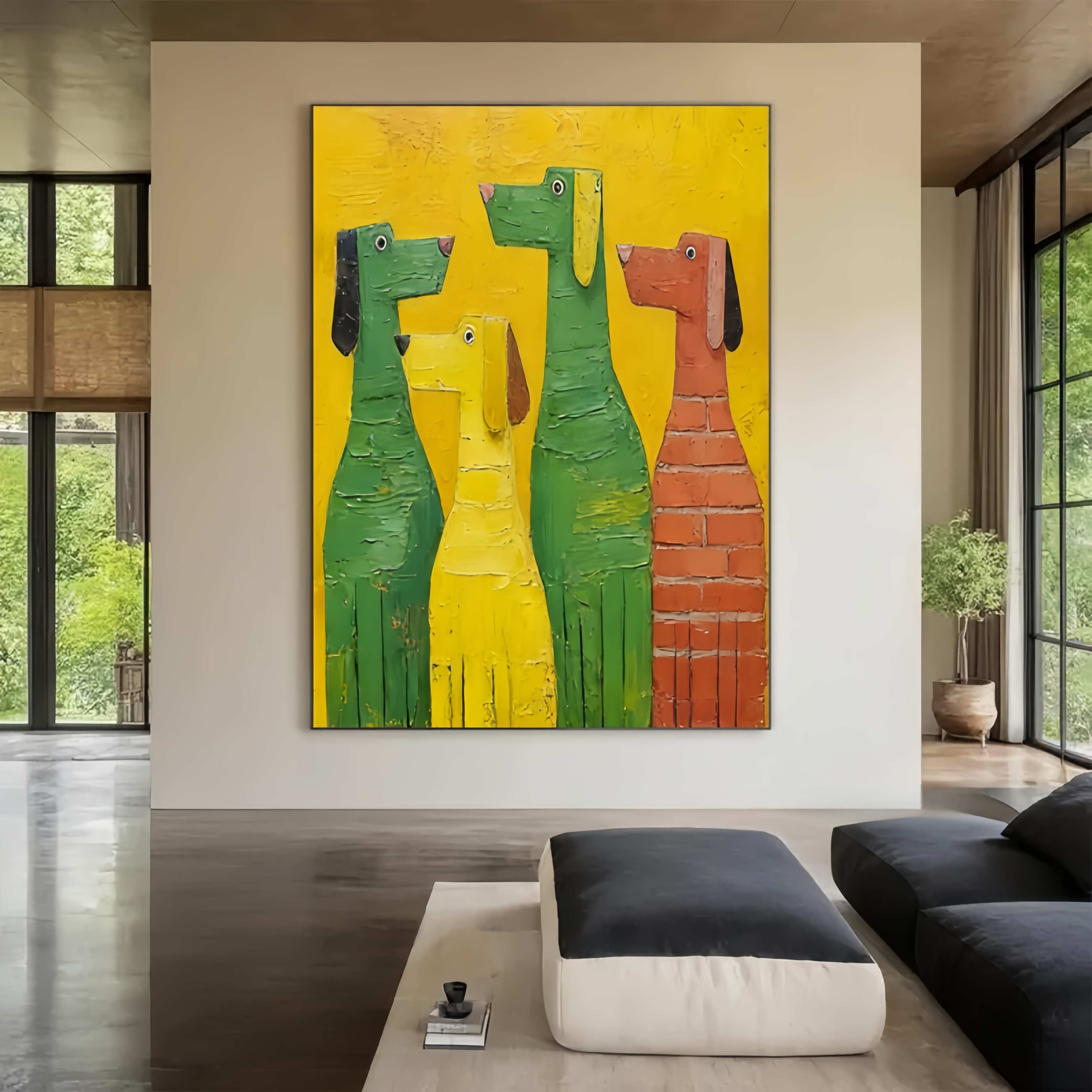 Whimsical Hounds – Abstract Dog Trio