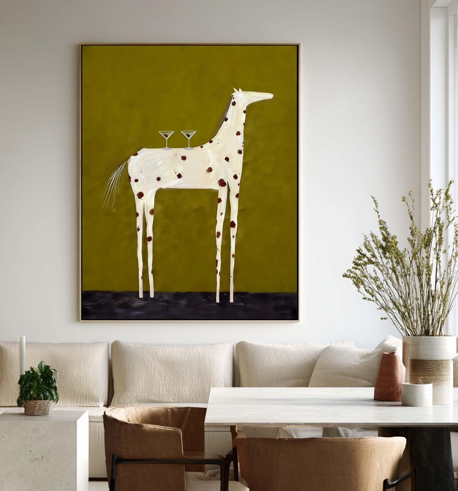 Martini Horse – Whimsical Animal Canvas