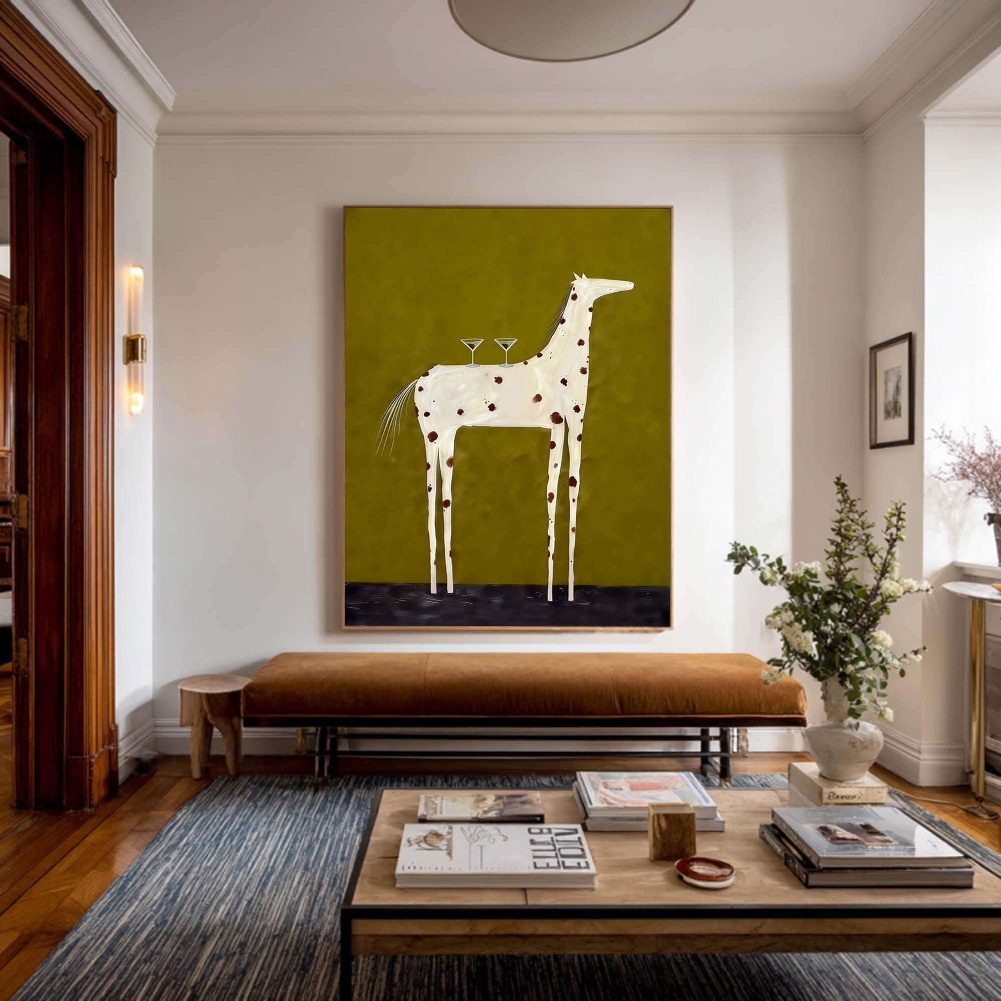 Martini Horse – Whimsical Animal Canvas