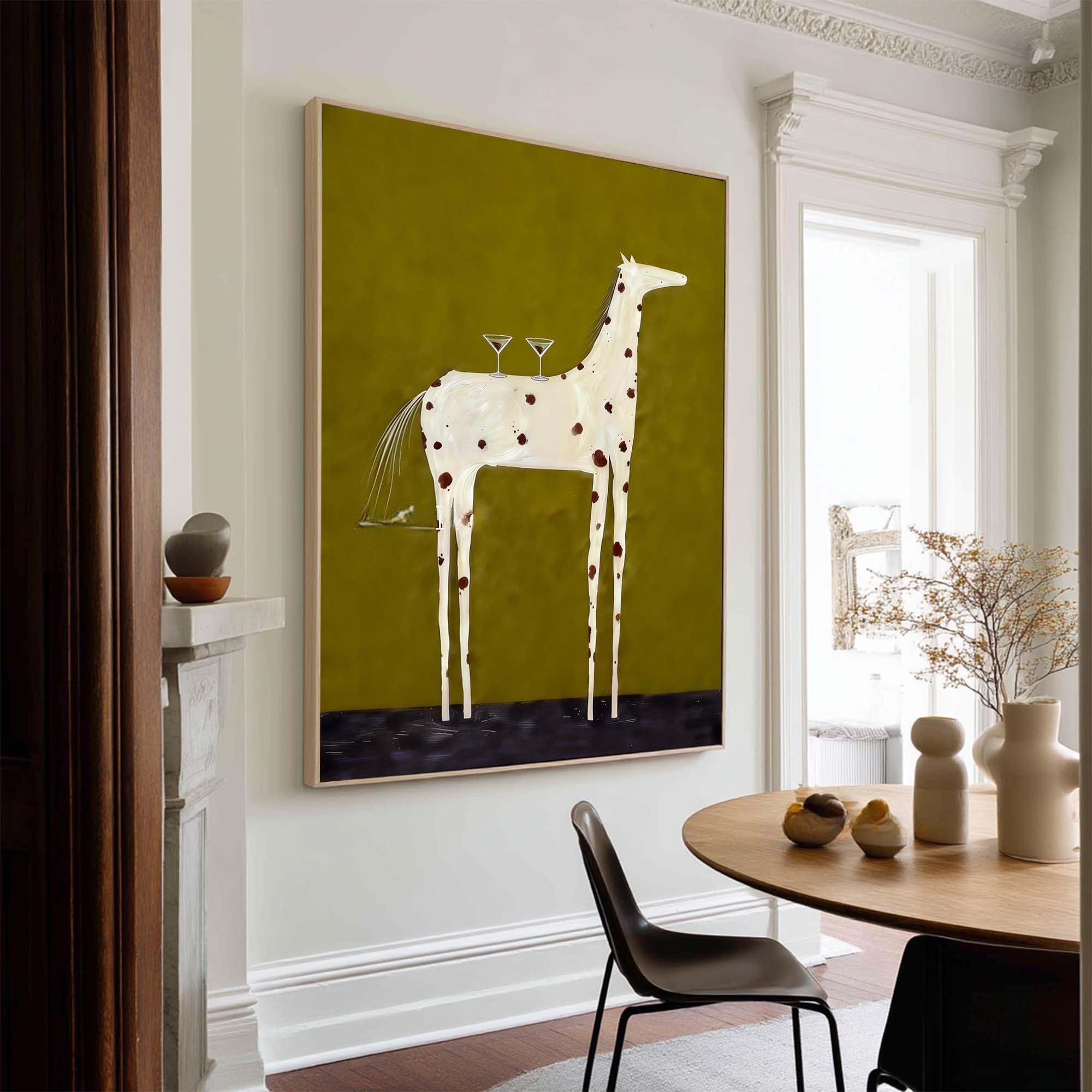 Martini Horse – Whimsical Animal Canvas