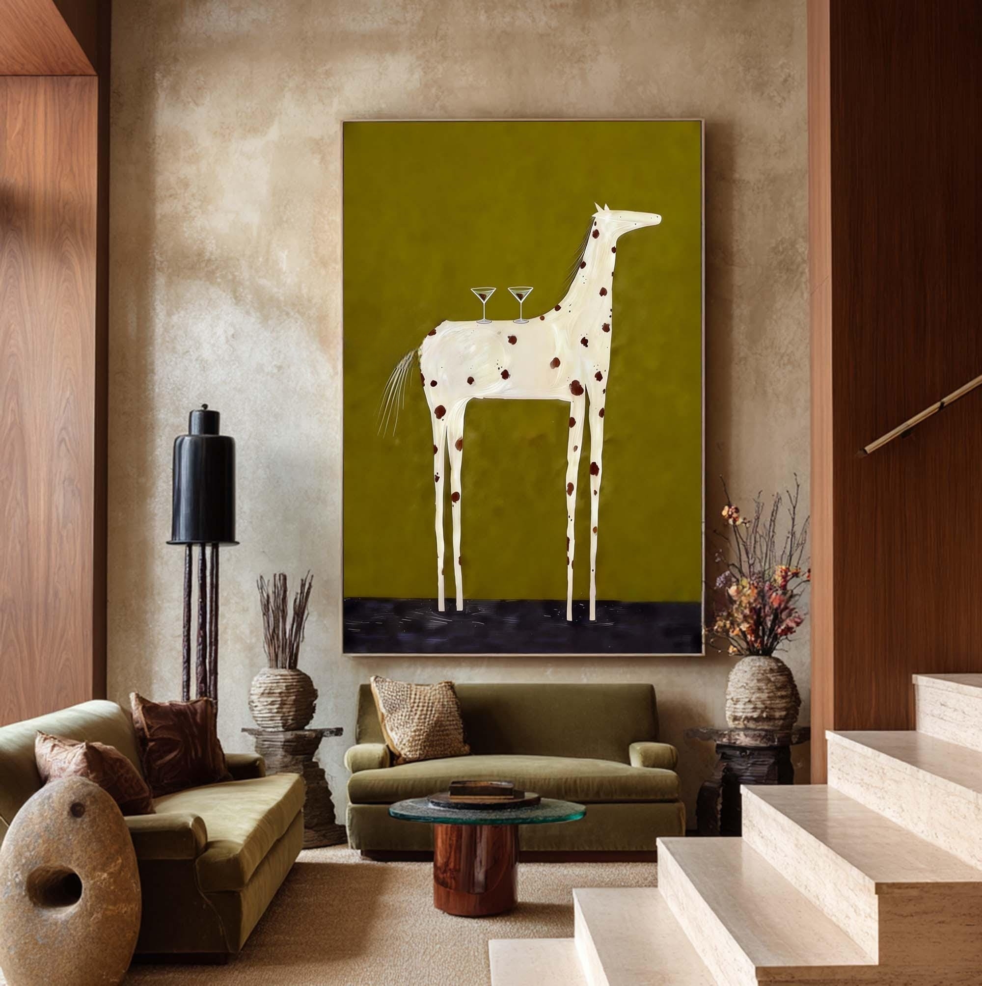 Martini Horse – Whimsical Animal Canvas