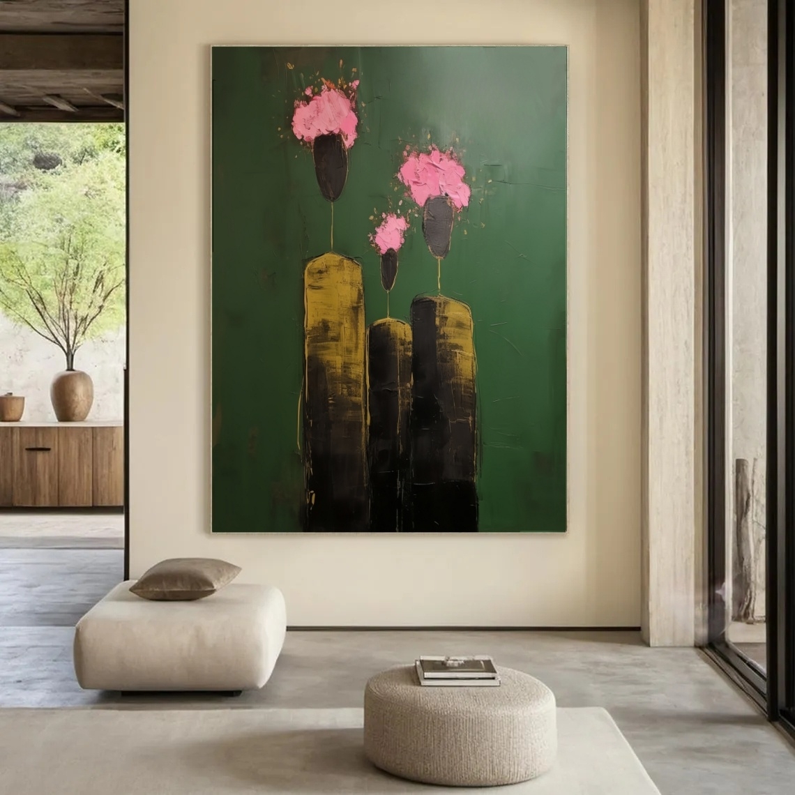 Blooming Silhouettes on Emerald