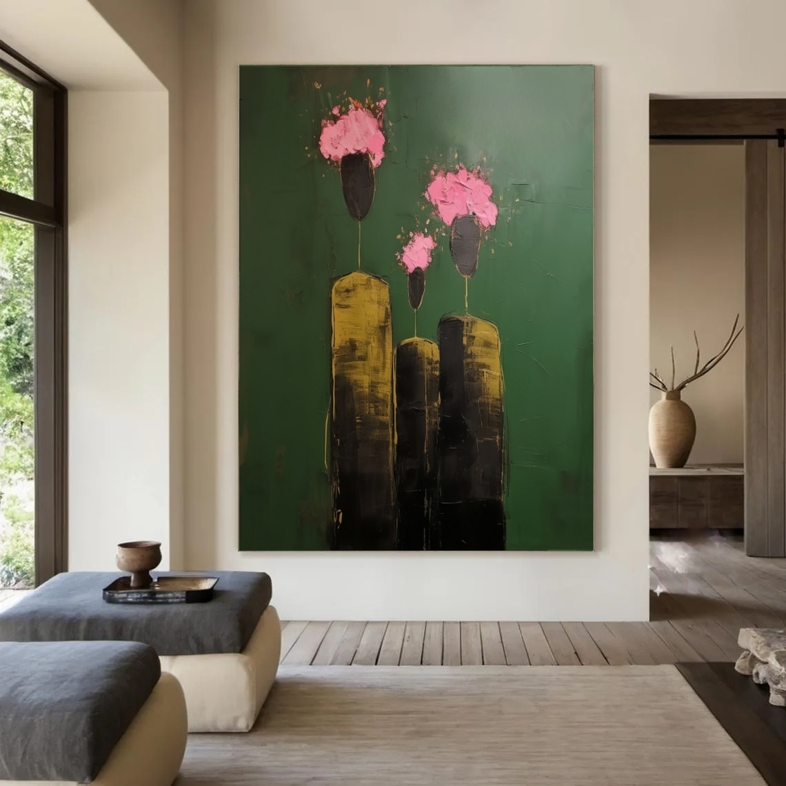 Blooming Silhouettes on Emerald