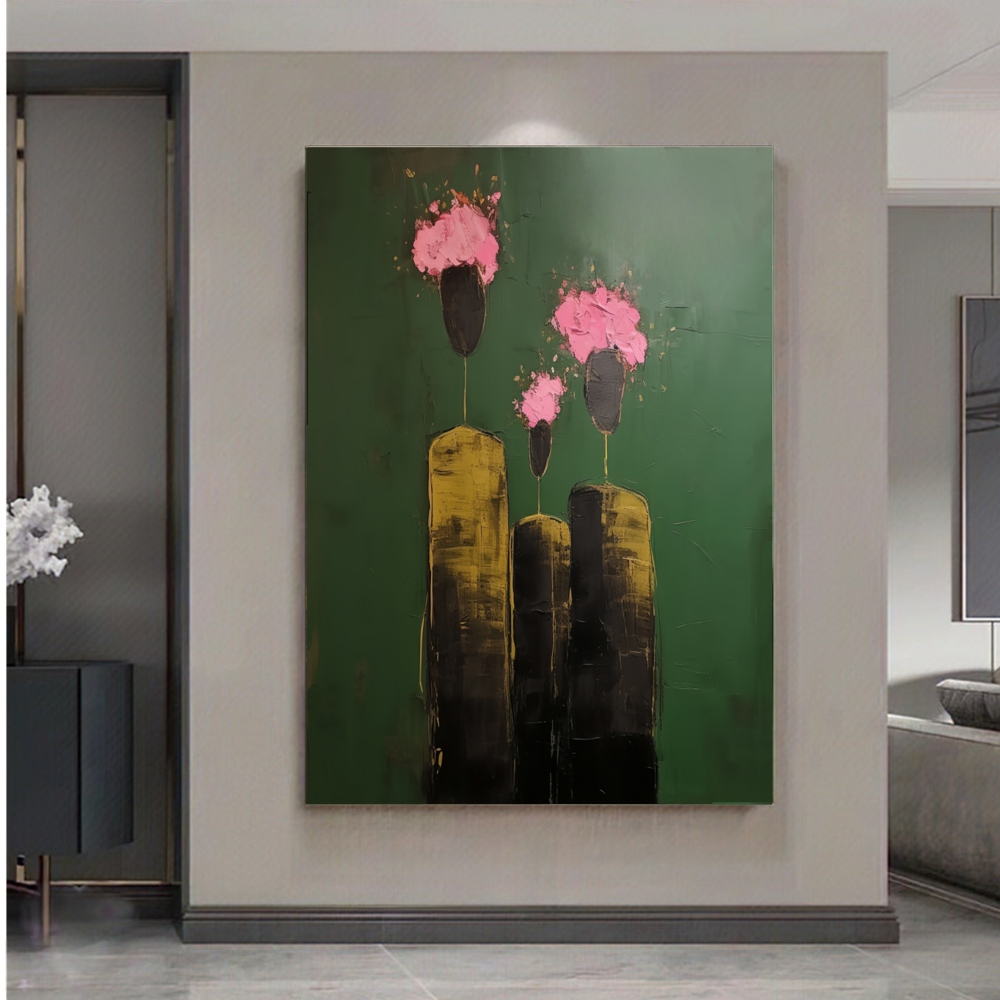 Blooming Silhouettes on Emerald