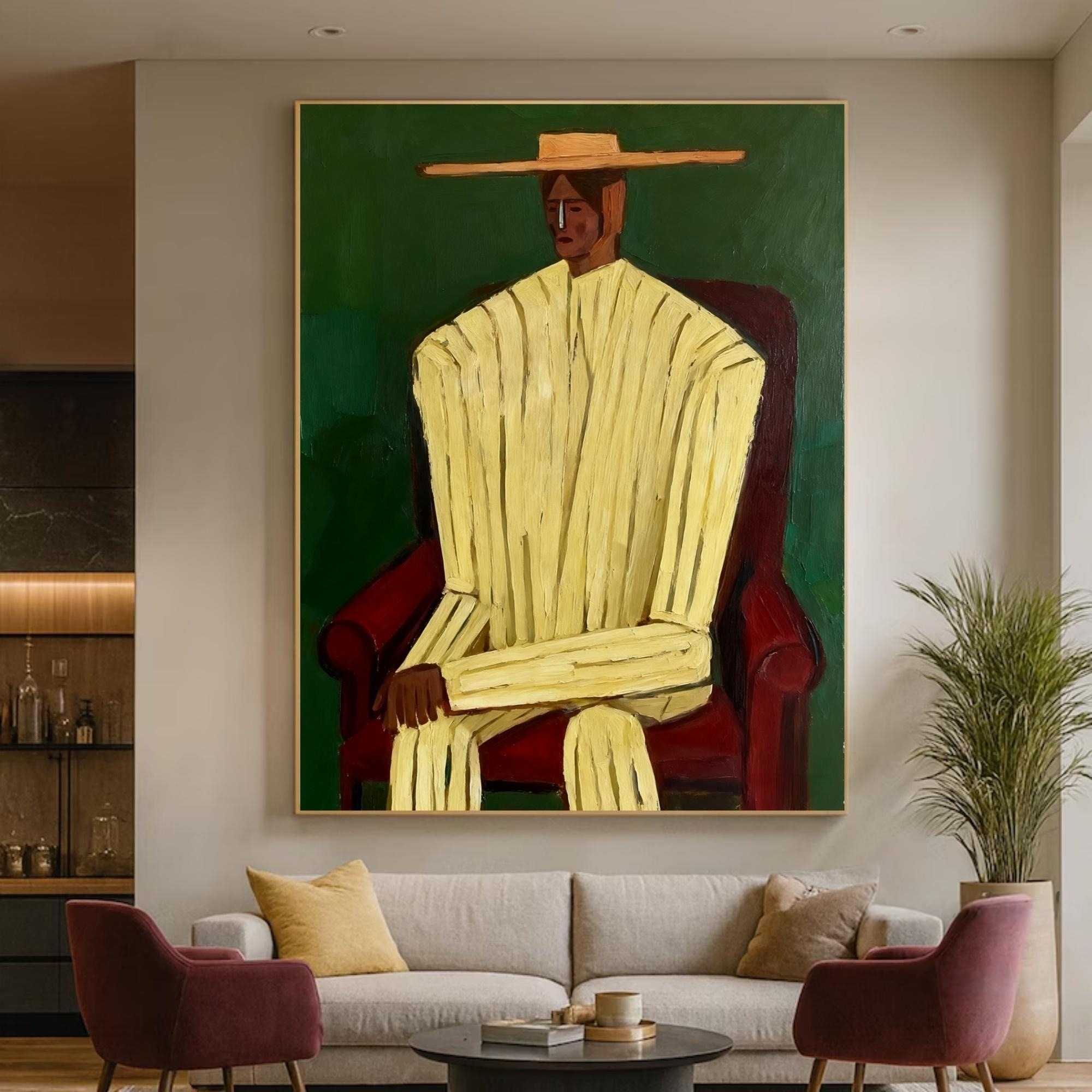 Contemplative Striped Figure