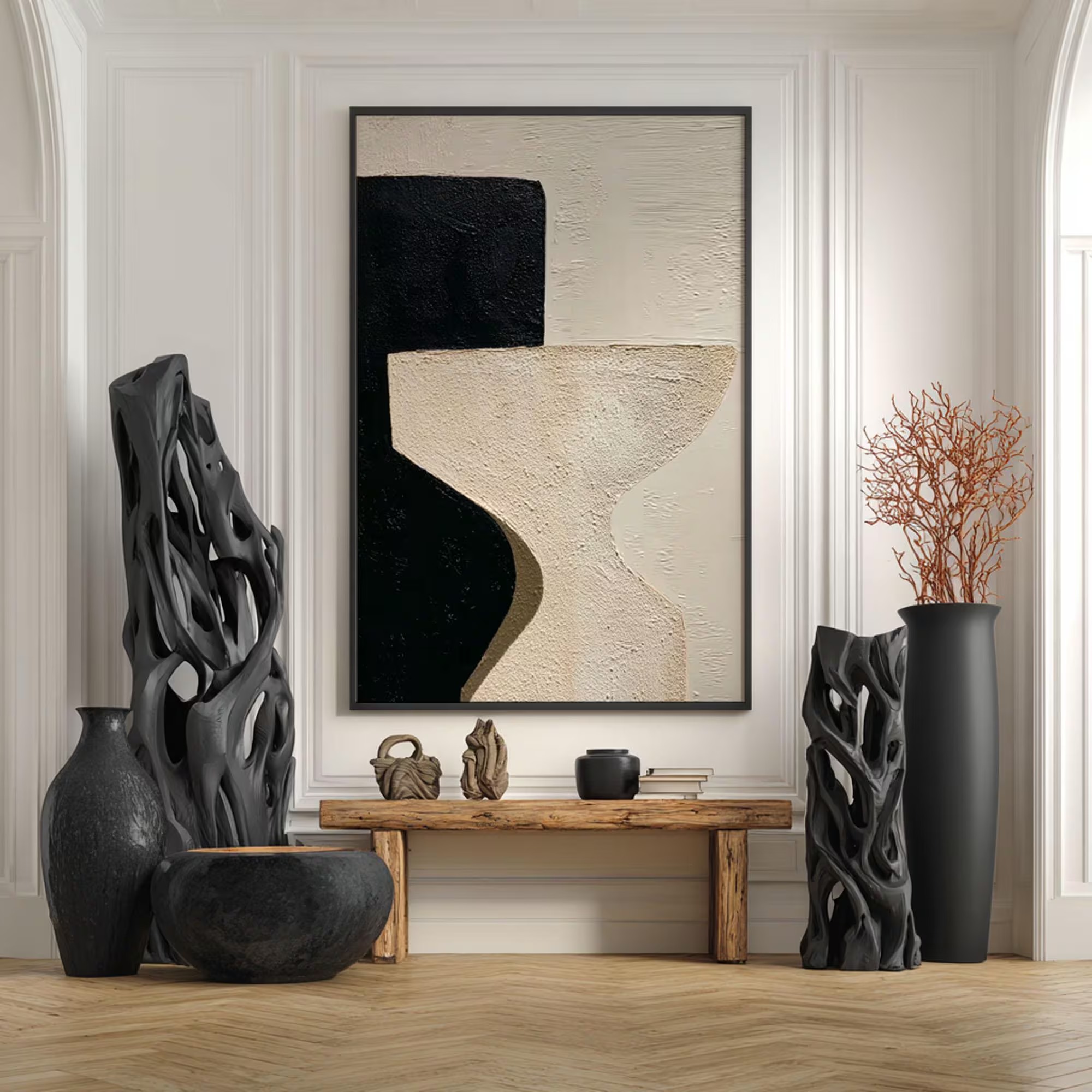 Abstract Black Beige Contrast