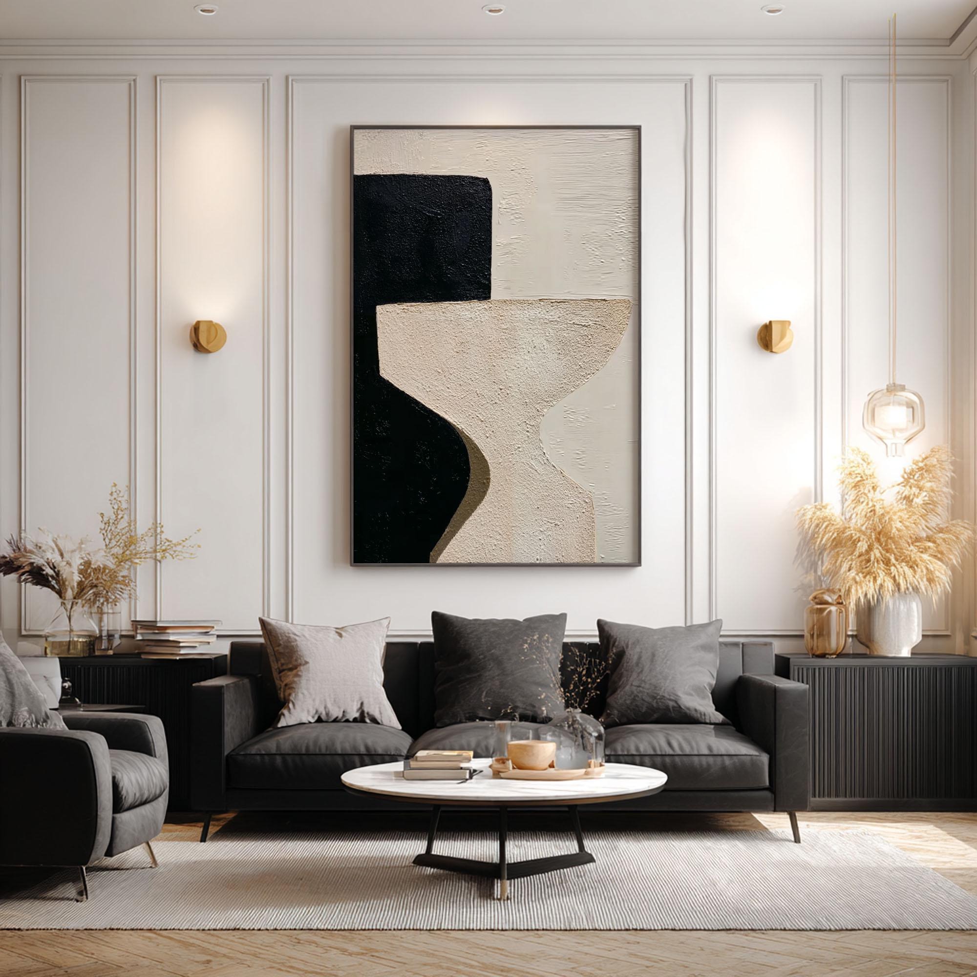 Abstract Black Beige Contrast