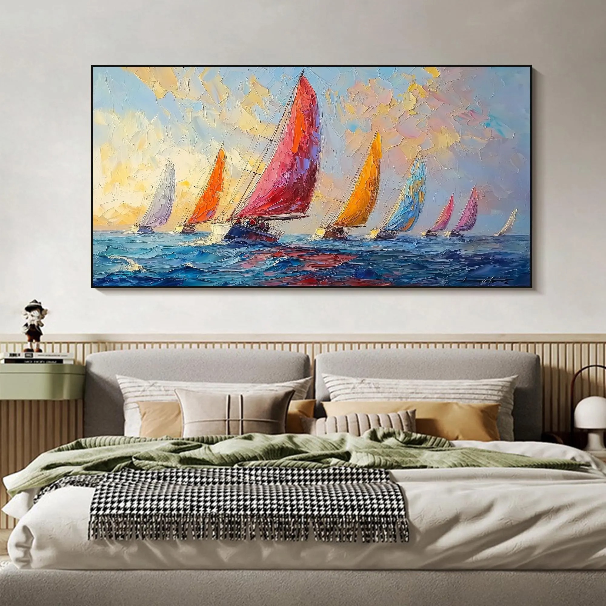 Vivid Sailboat Sea Painting