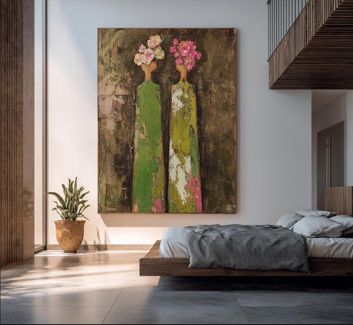 Abstract Floral Vessels in Impasto Time