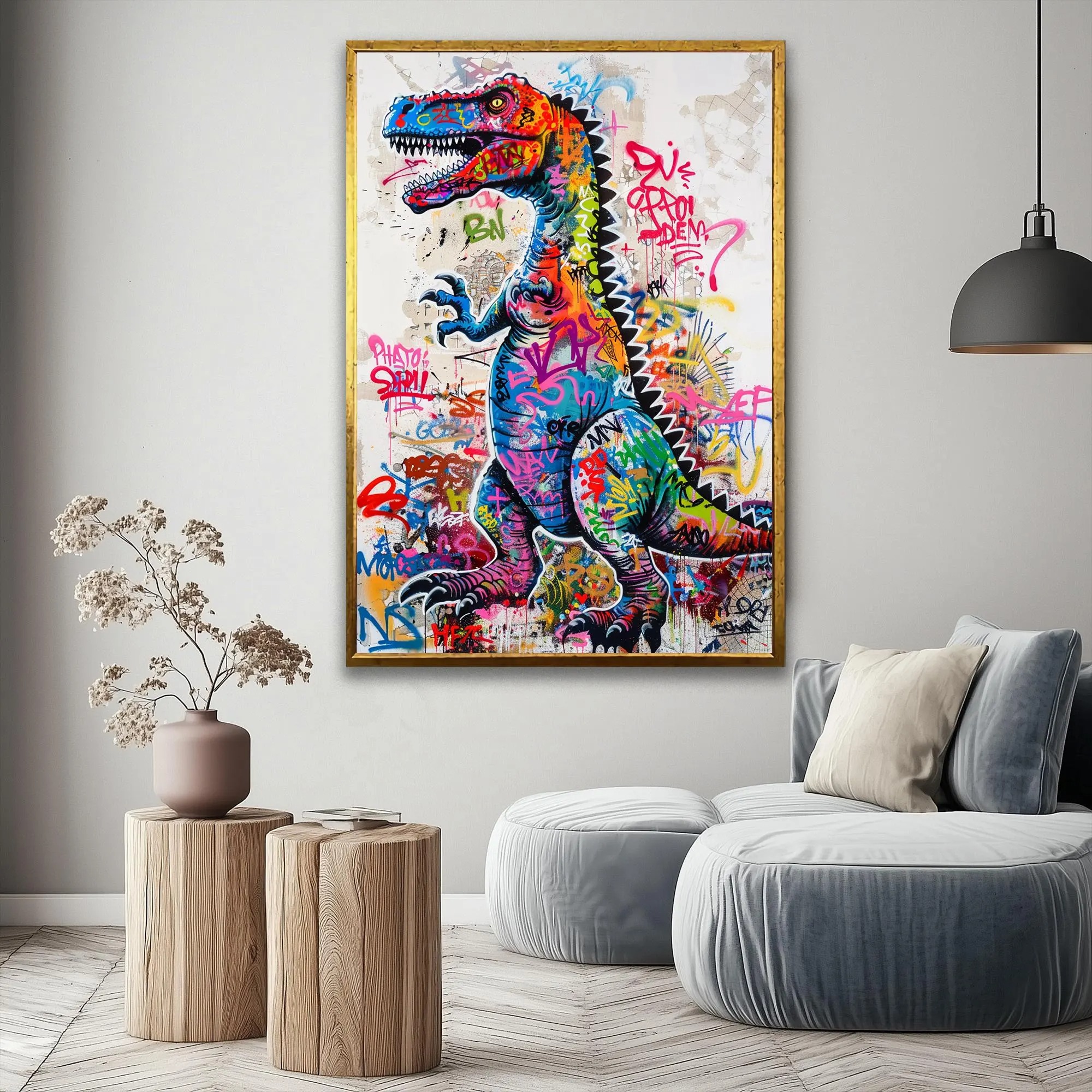 Urban Dino Graffiti Canvas Art