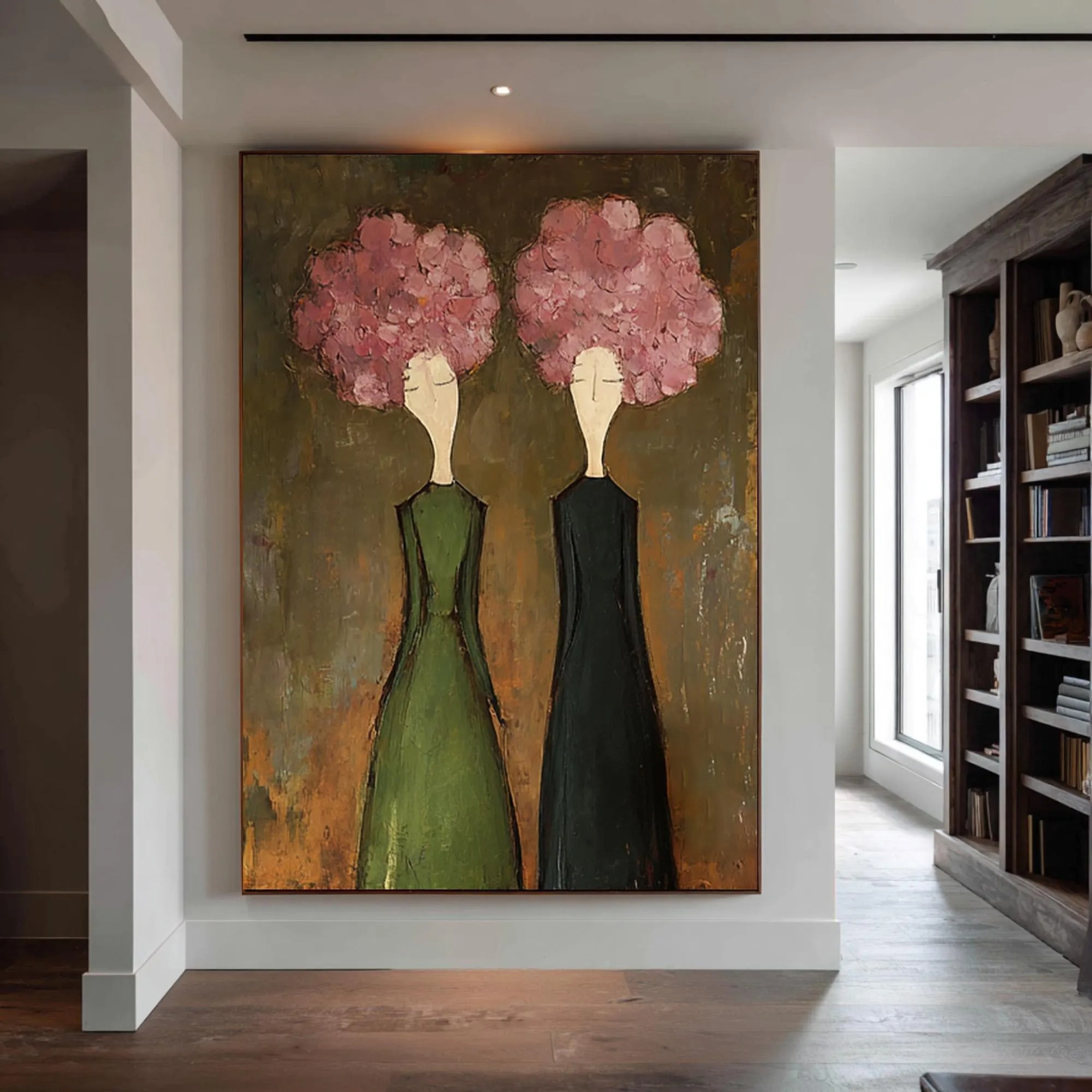 Whimsical Ladies Textured Portrait Art